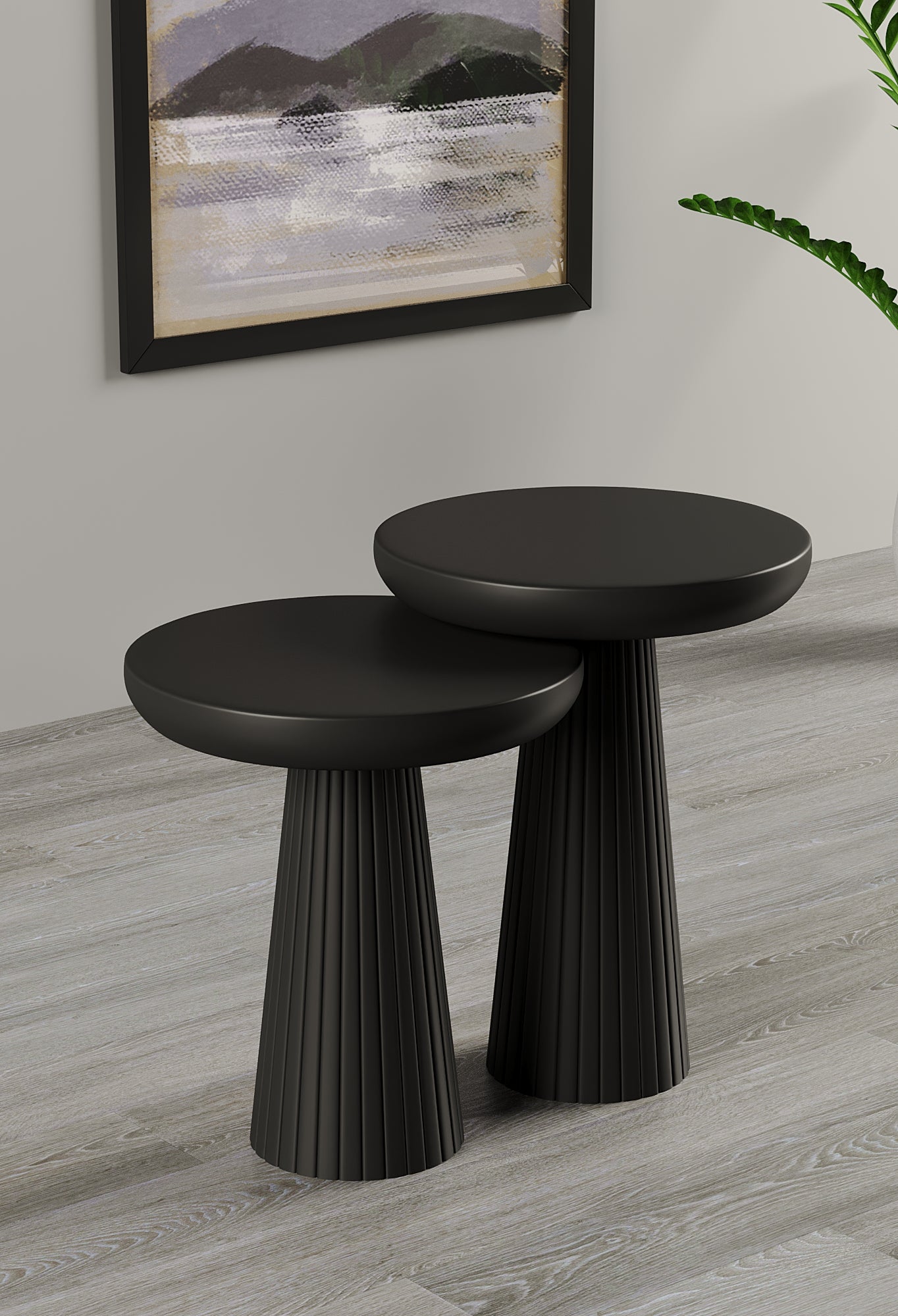 Ottawa Black Mushroom Round Nested & Side Table