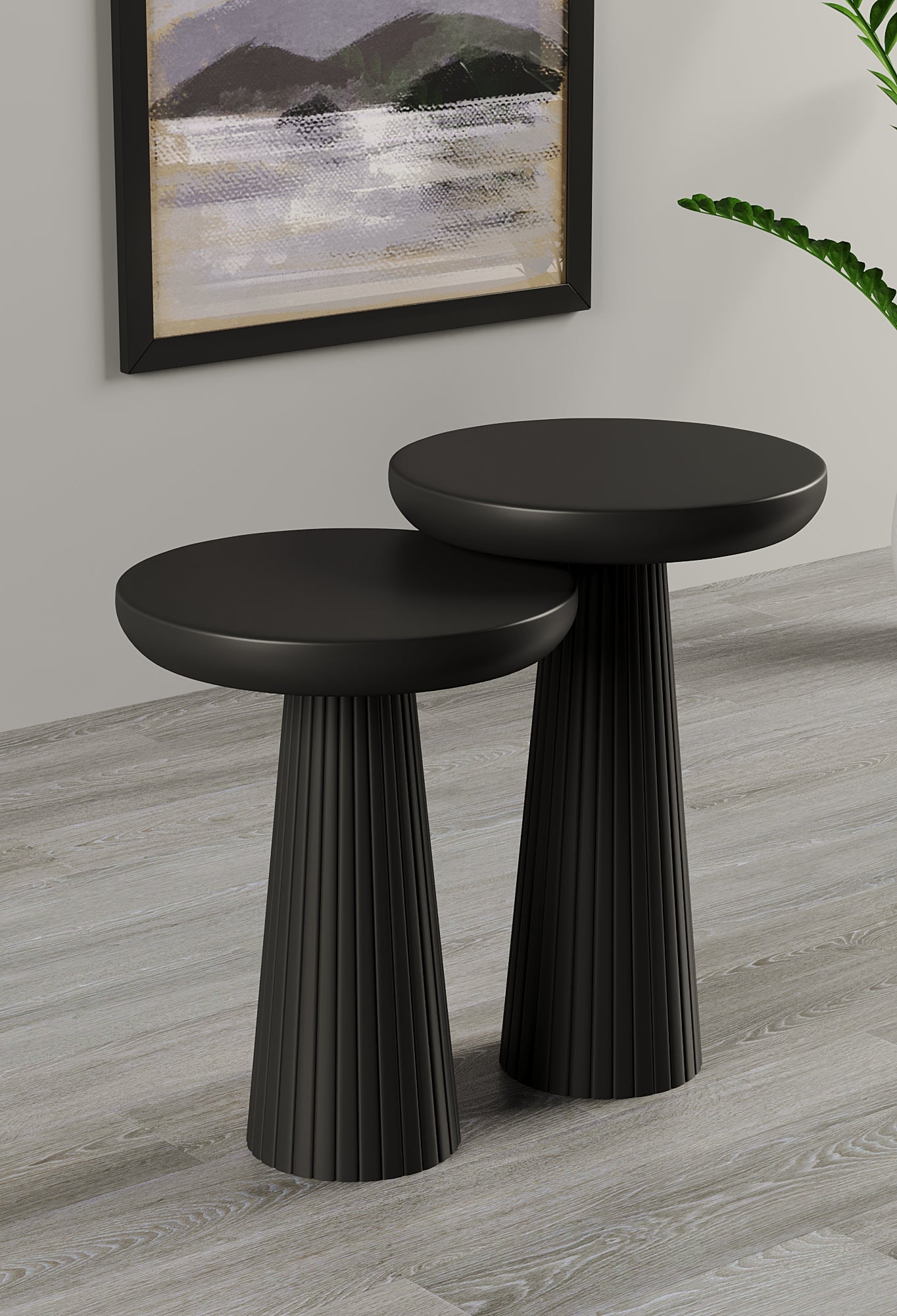 Ottawa Black Mushroom Round Nested & Side Table