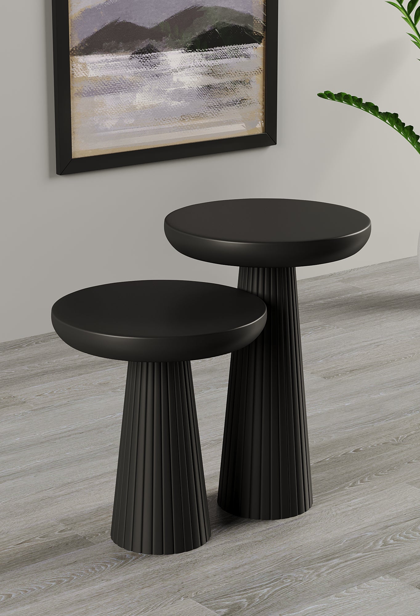 Ottawa Black Mushroom Round Nested & Side Table