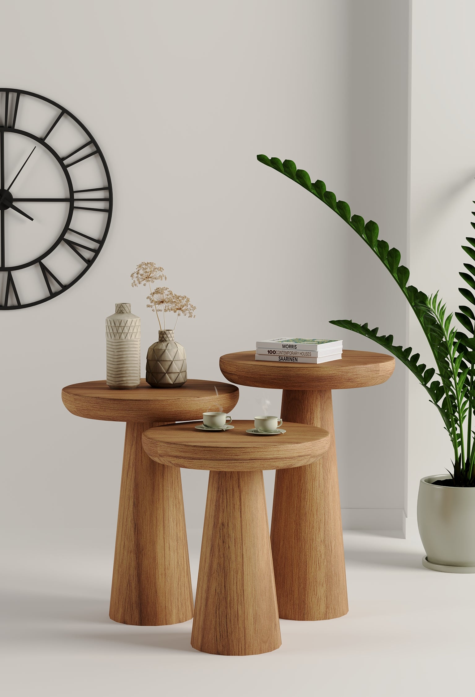 Vera Natural Mushroom Round Nested & Side Table