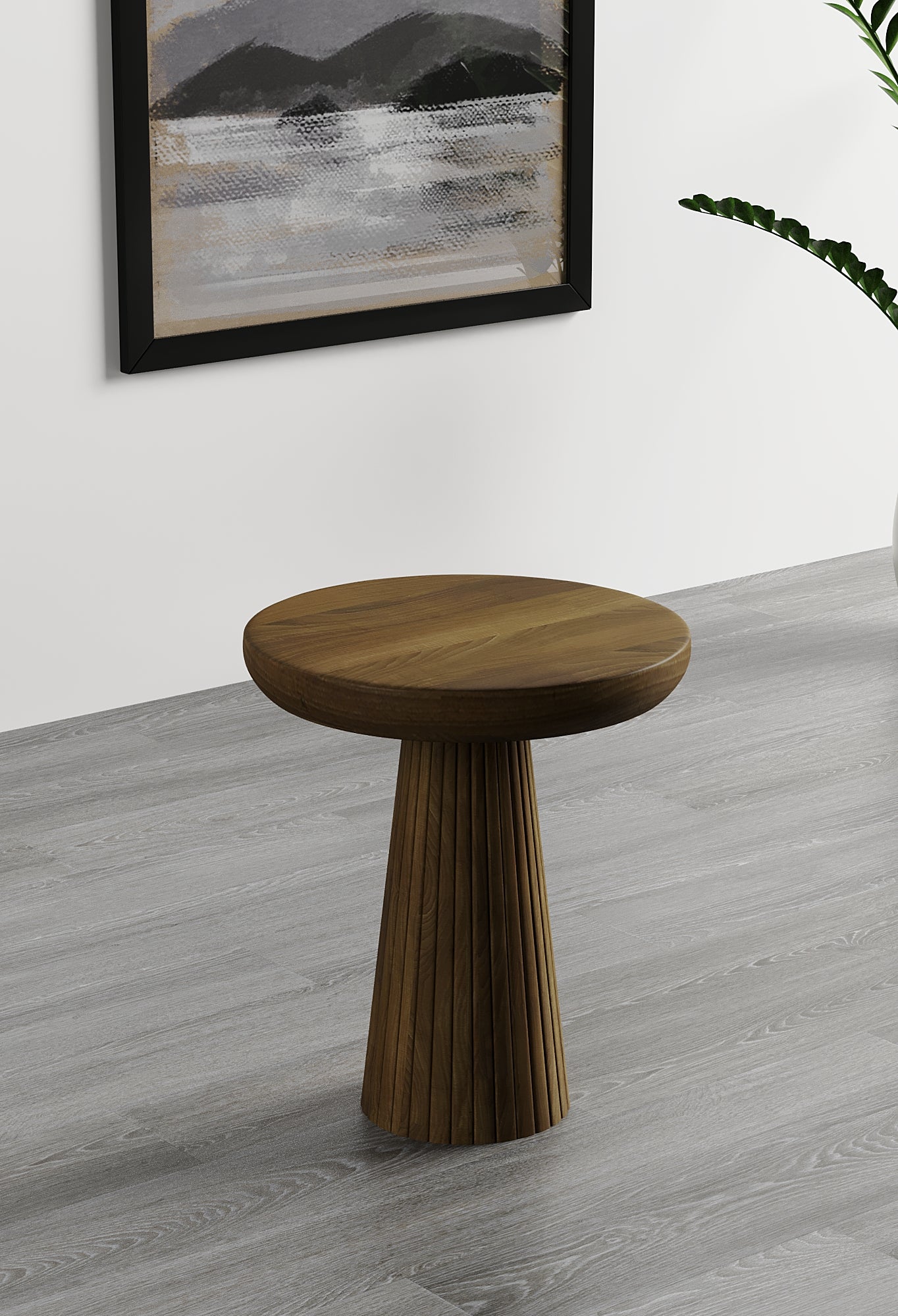 Ottawa Dark Walnut Mushroom Round Nested & Side Table
