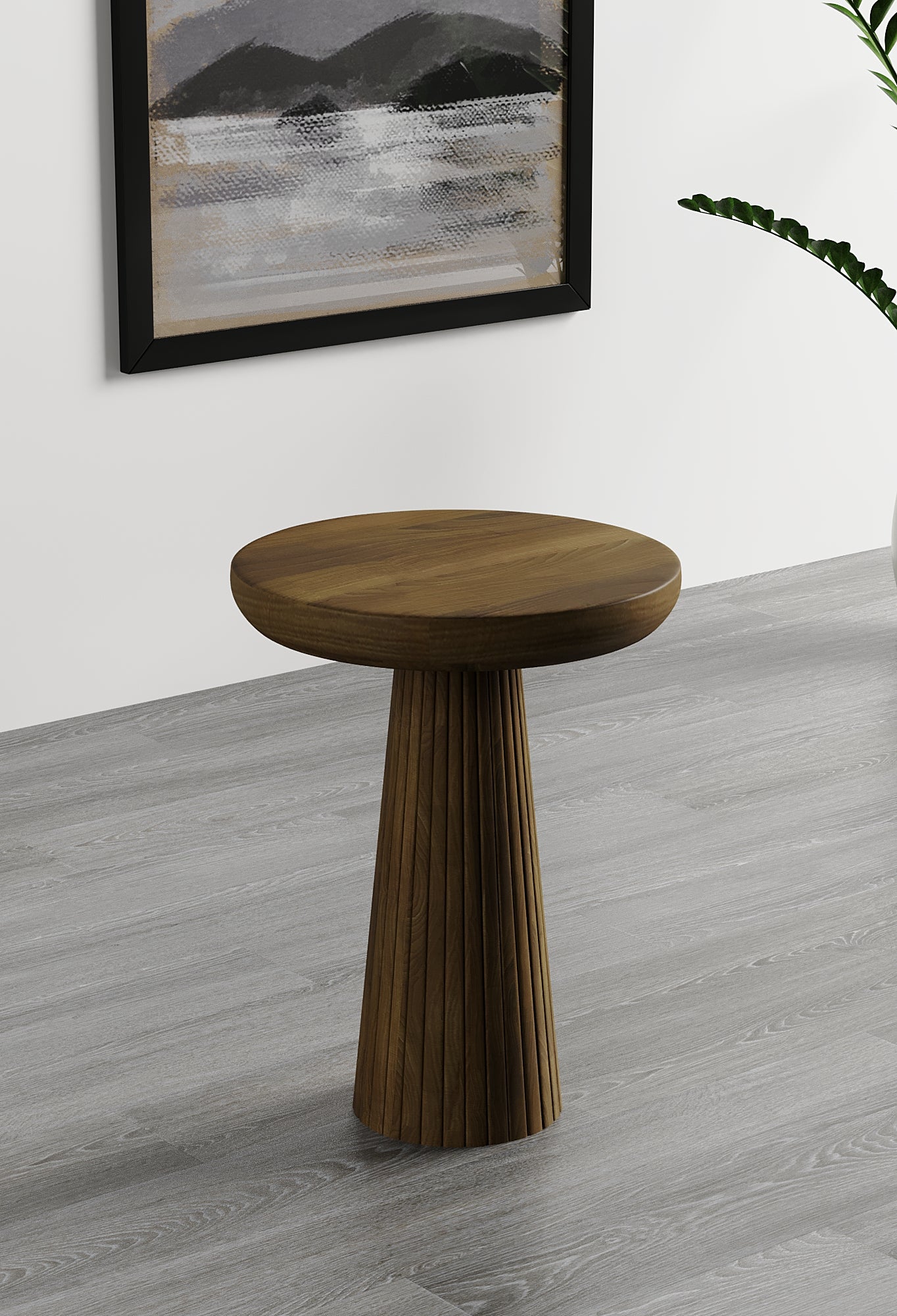 Ottawa Dark Walnut Mushroom Round Nested & Side Table