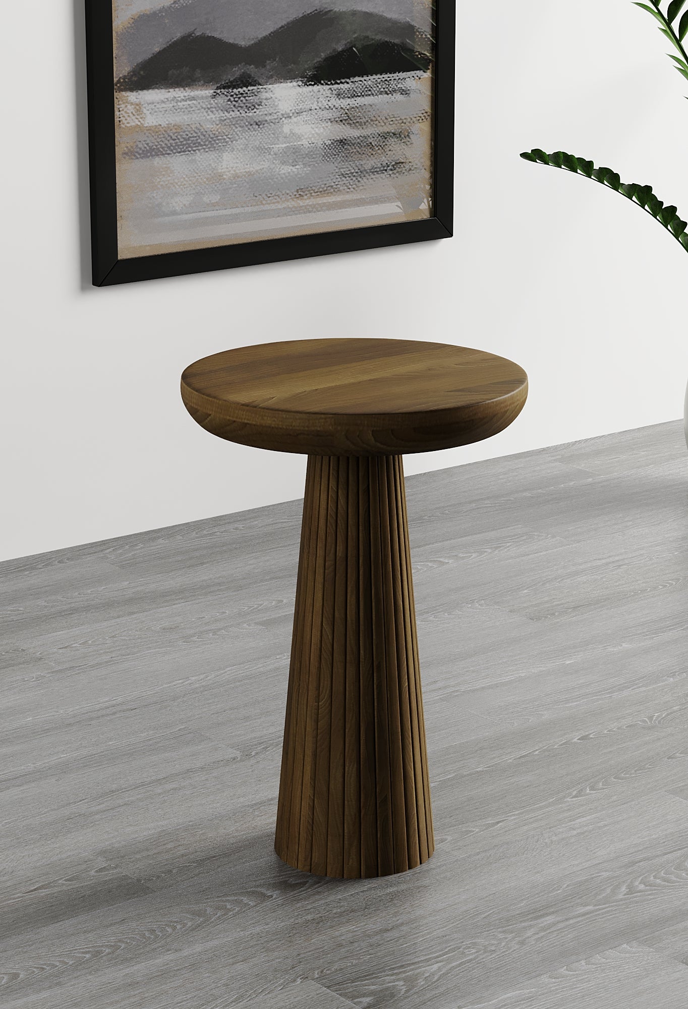 Ottawa Dark Walnut Mushroom Round Nested & Side Table