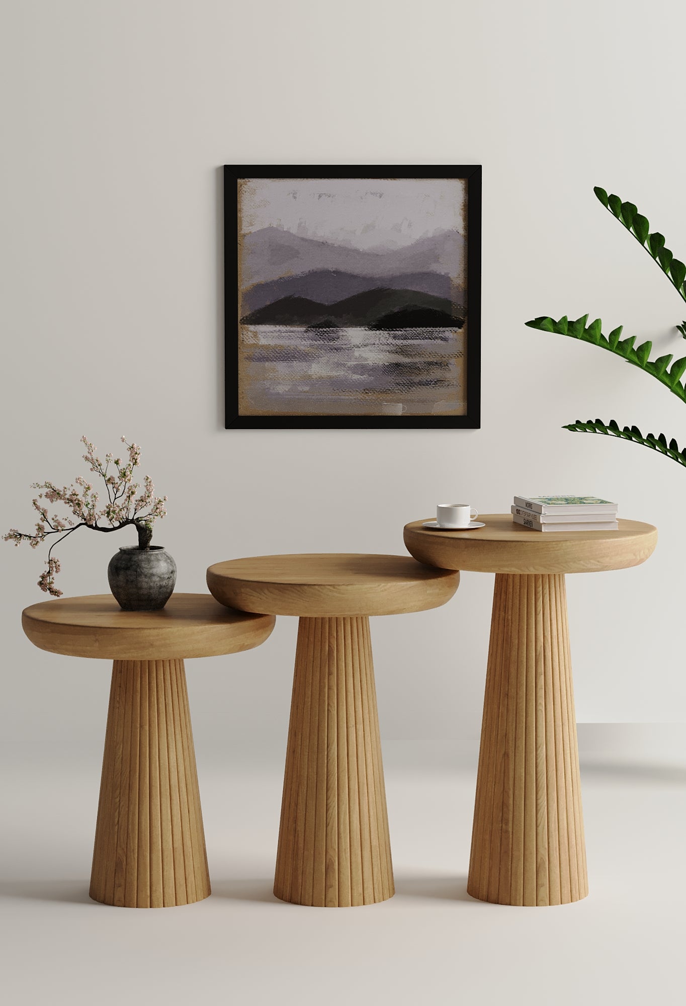 Vera Natural Mushroom Round Nested & Side Table