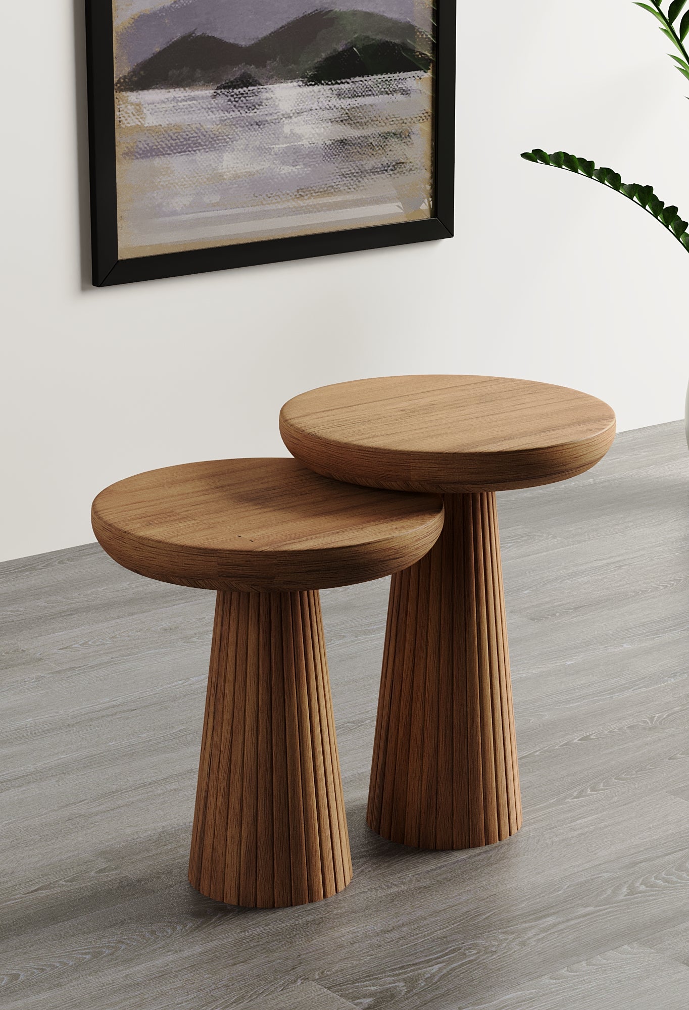 Ottawa Medium Walnut Mushroom Round Nested & Side Table