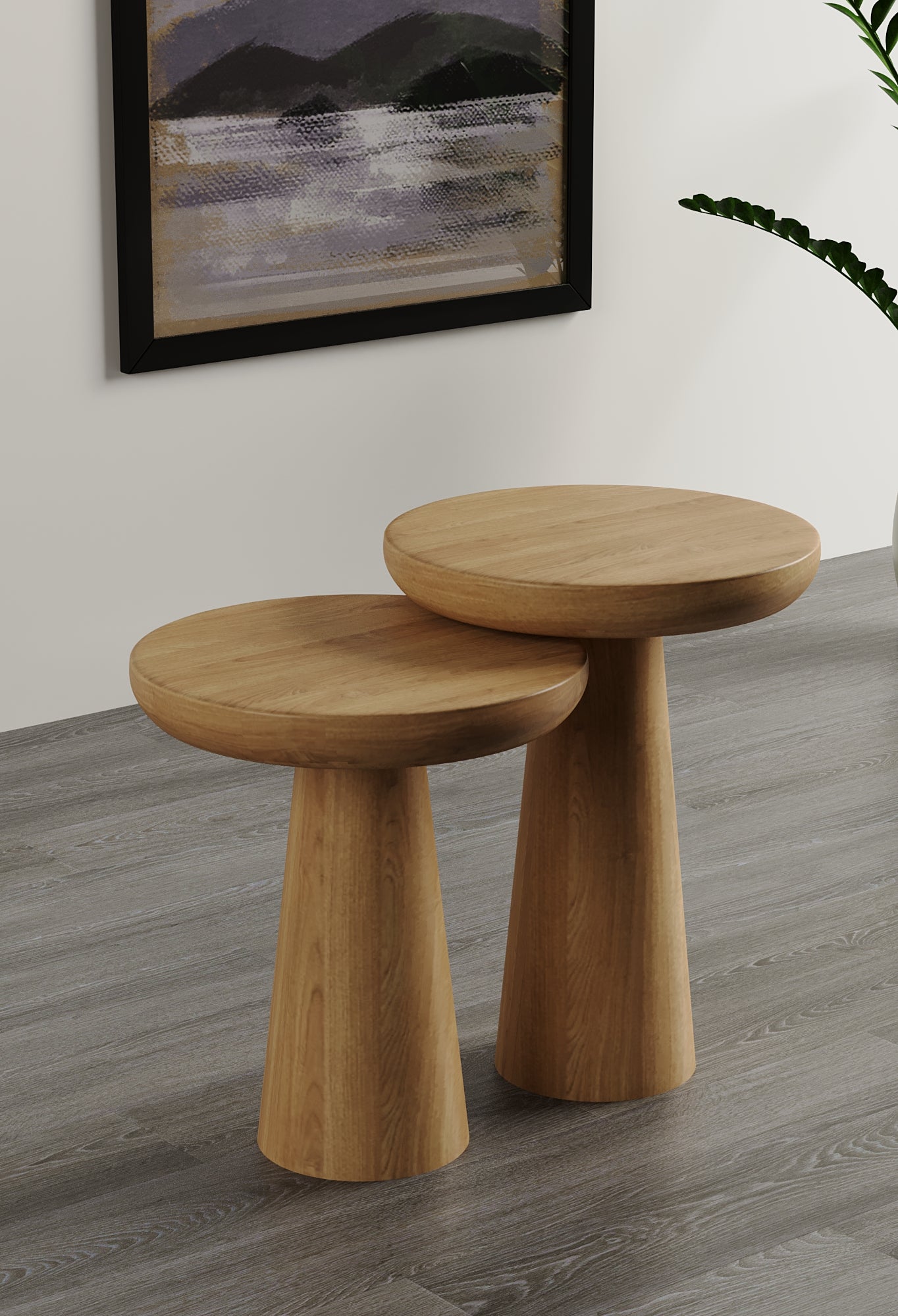 Vera Natural Mushroom Round Nested & Side Table