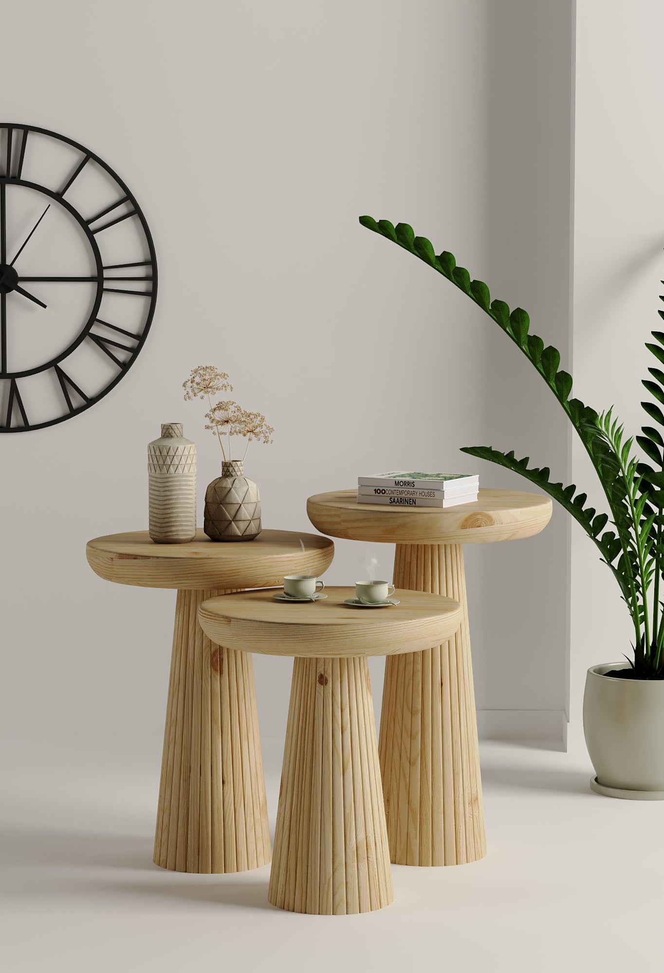 Ottawa Raw Mushroom Round Nested & Side Table