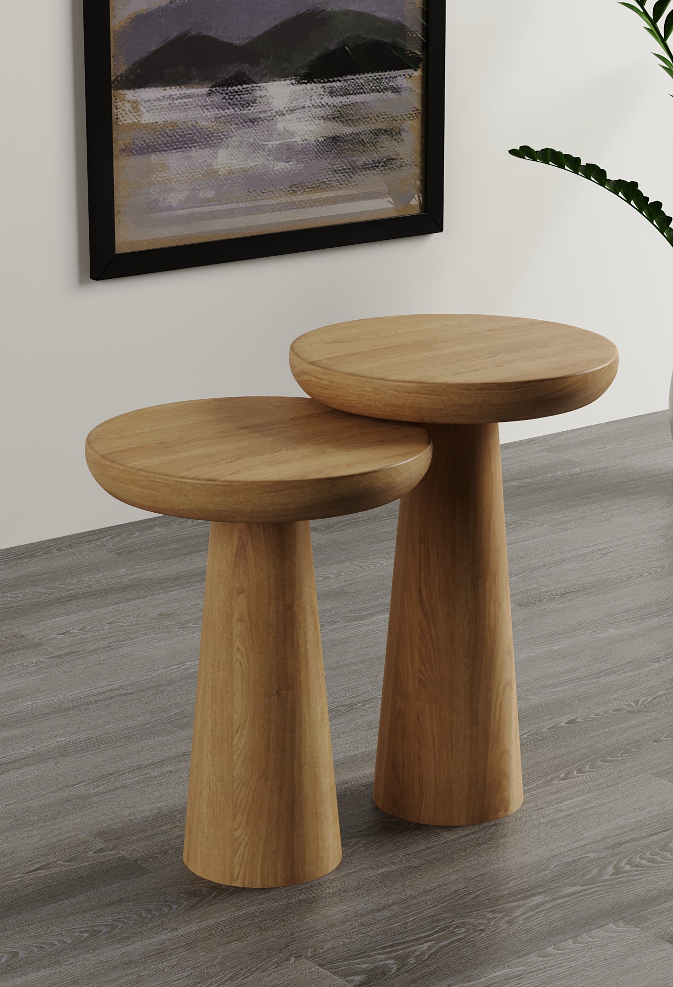 Vera Natural Mushroom Round Nested & Side Table