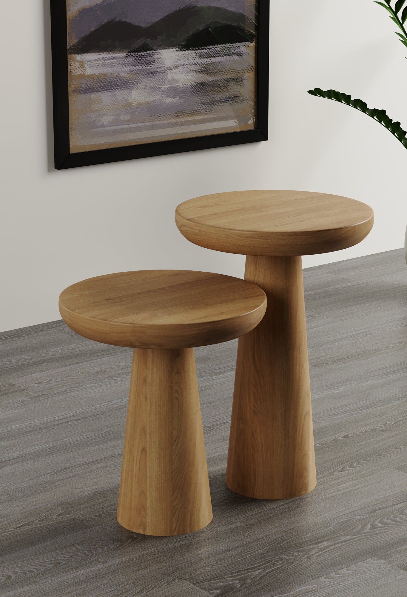 Vera Natural Mushroom Round Nested & Side Table