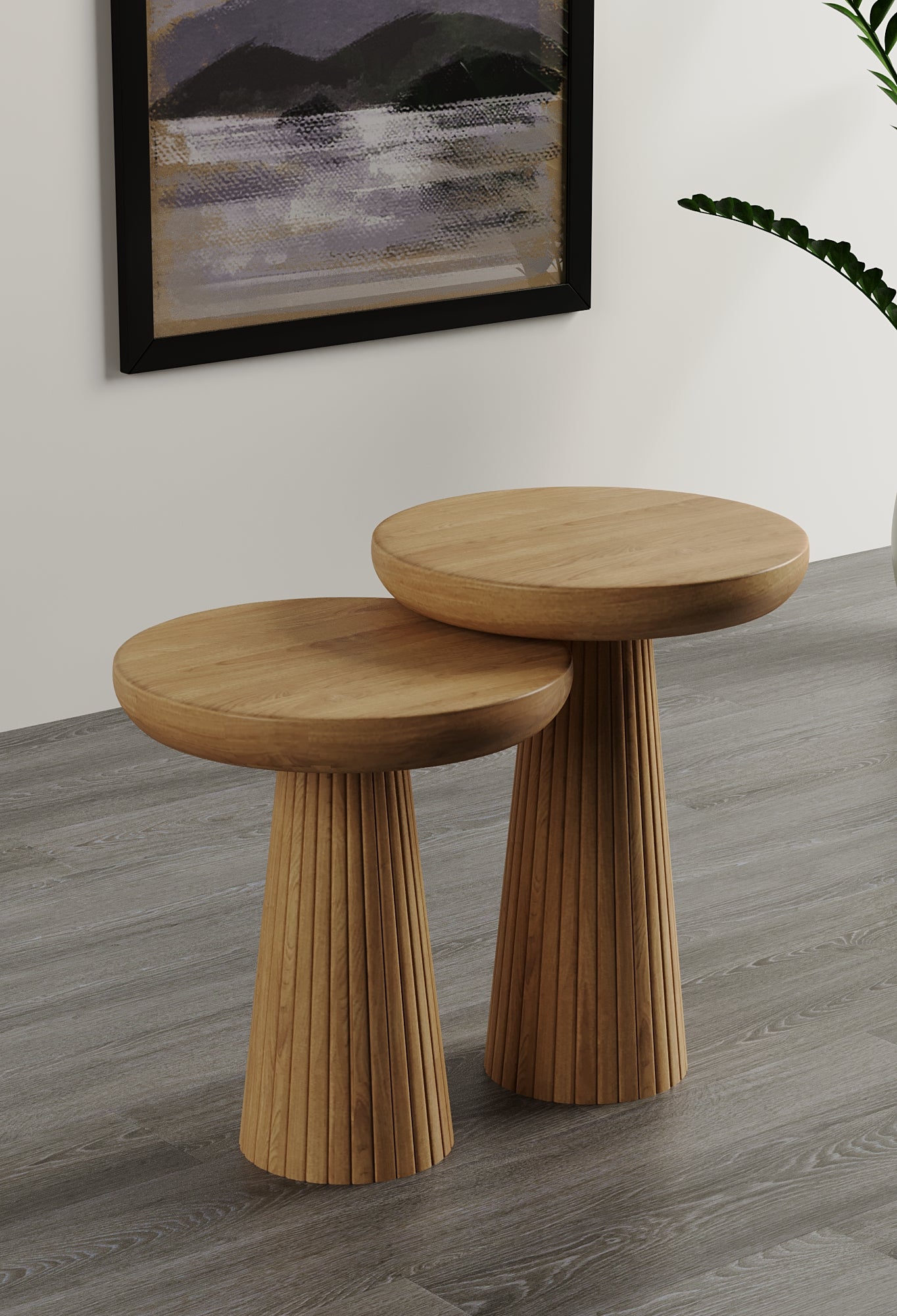 Vera Natural Mushroom Round Nested & Side Table