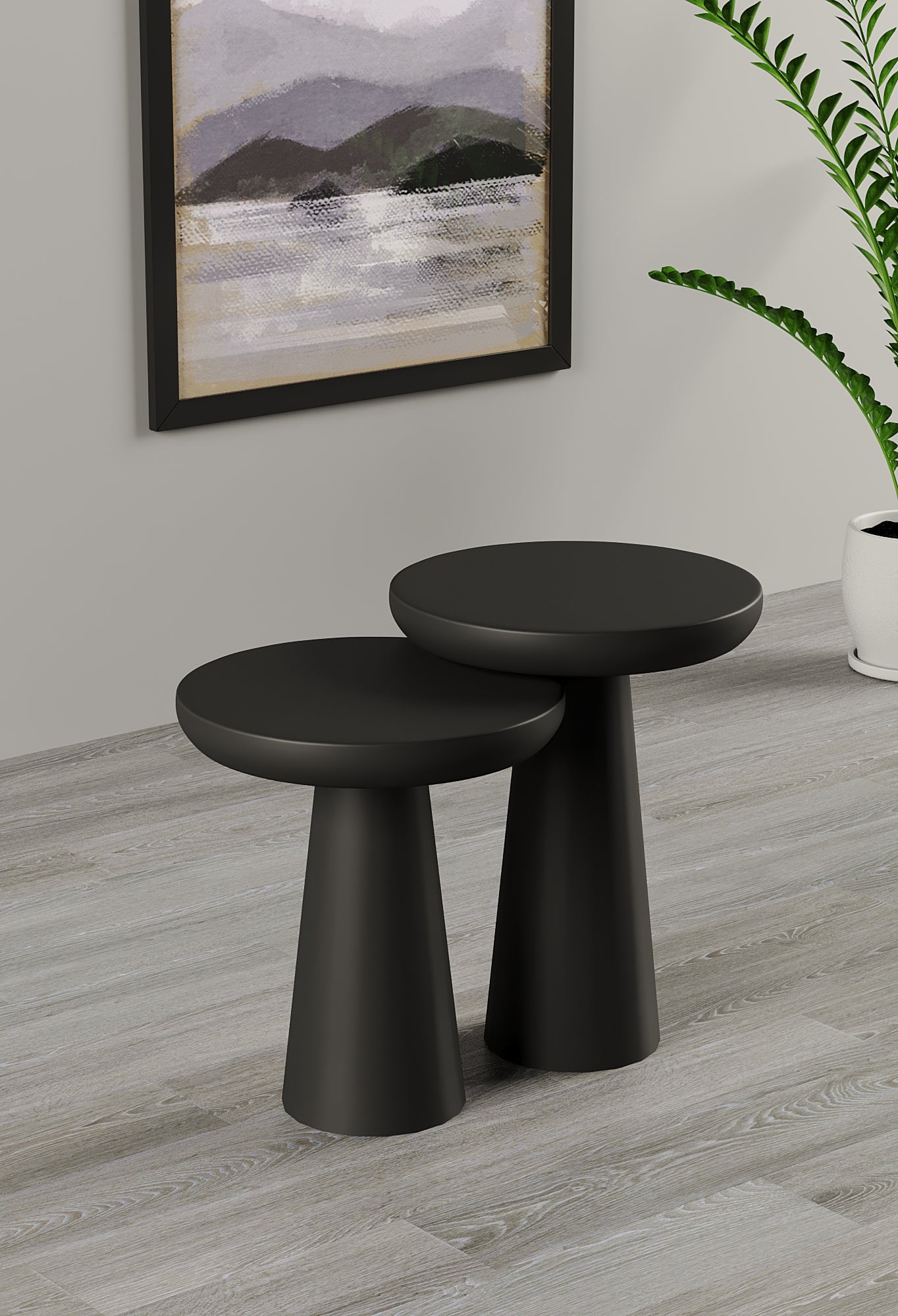 Vera Black Mushroom Round Nested & Side Table