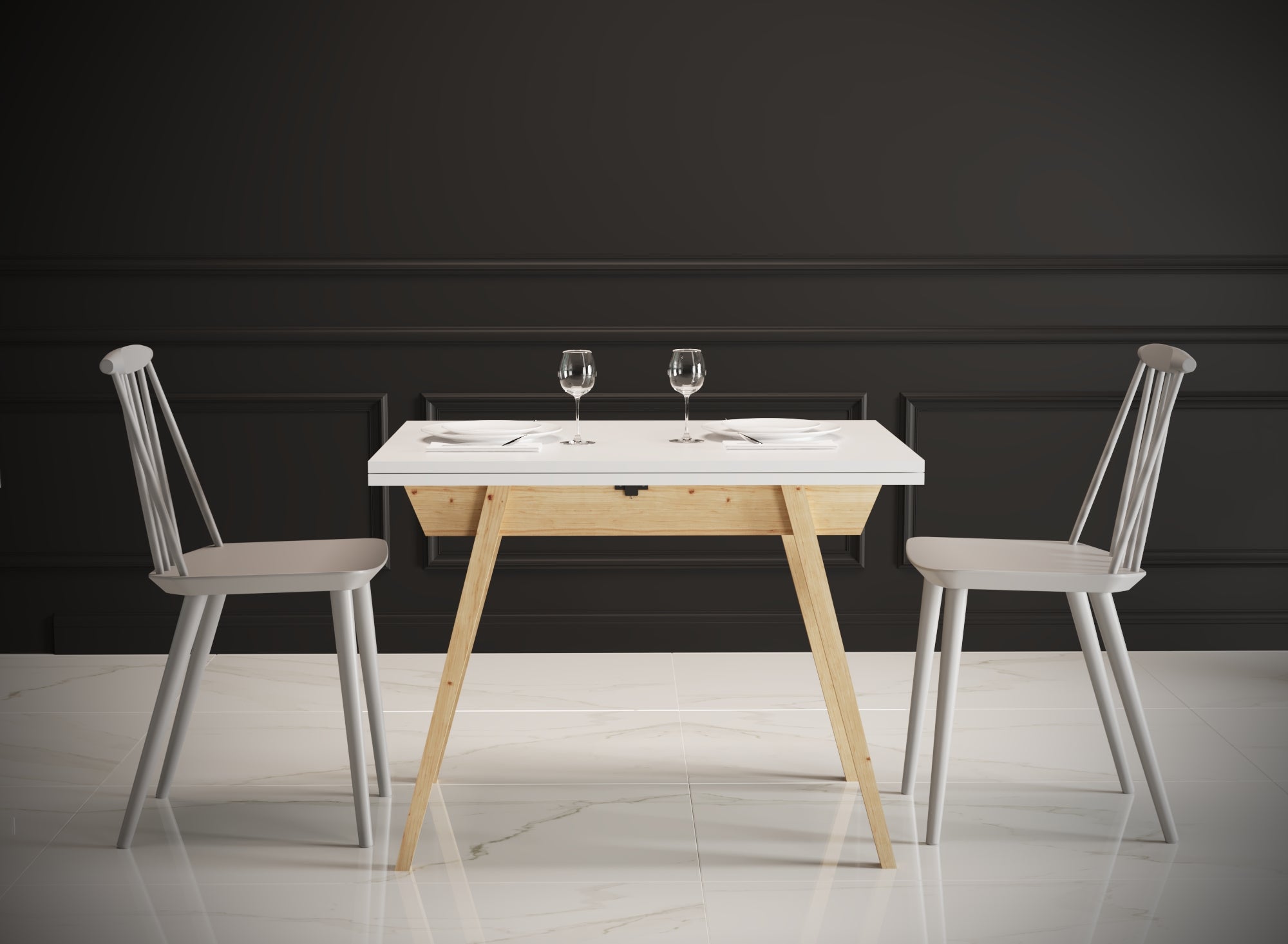 Ottara White Extendable Dining Table with Storage
