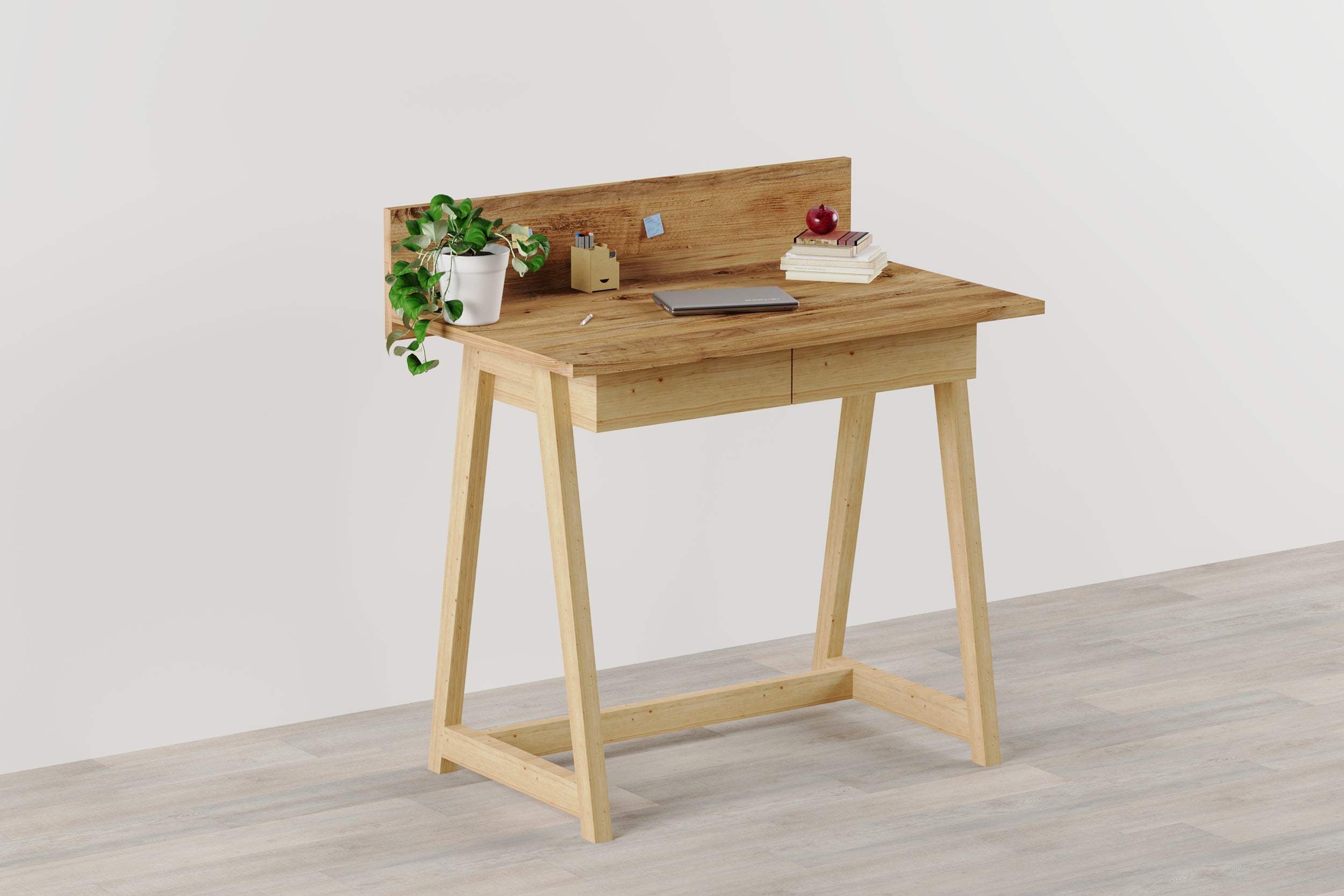 Memphis Walnut Wooden Writing Desk with 2 Drawers