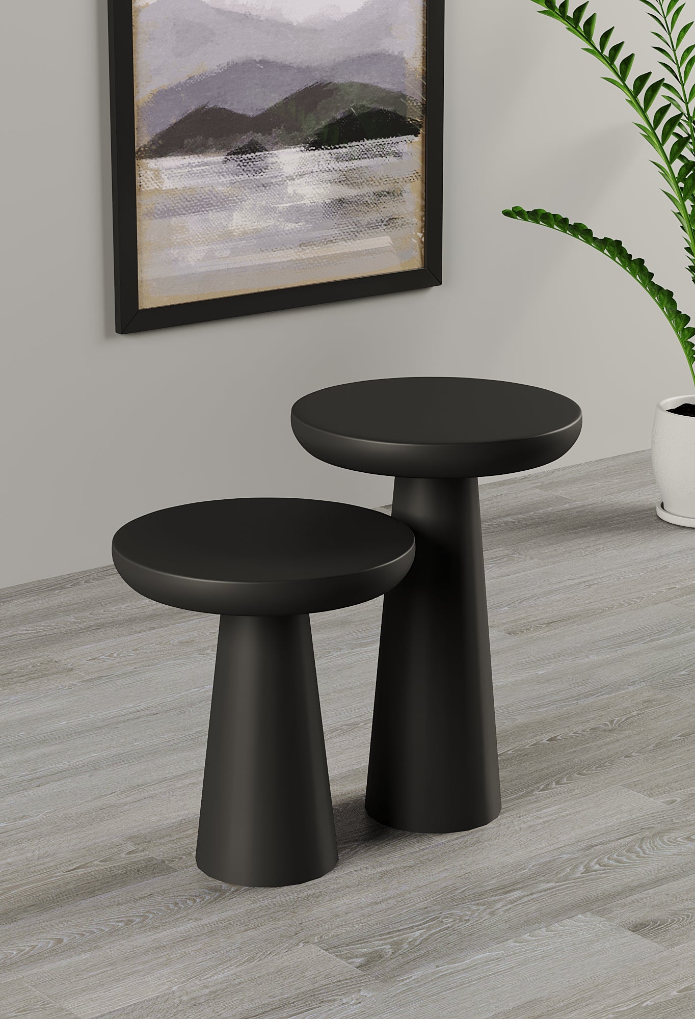 Vera Black Mushroom Round Nested & Side Table