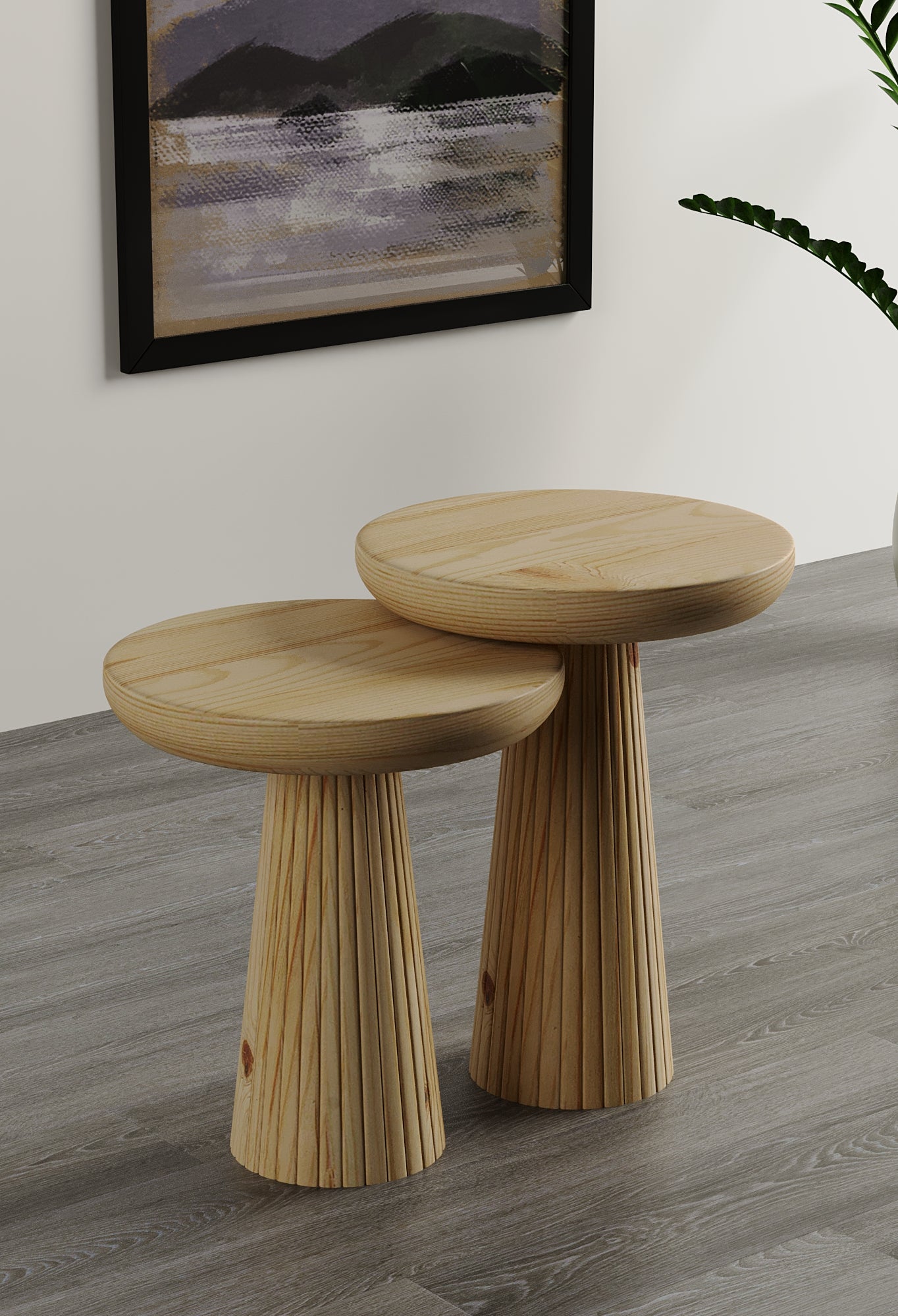 Ottawa Raw Mushroom Round Nested & Side Table