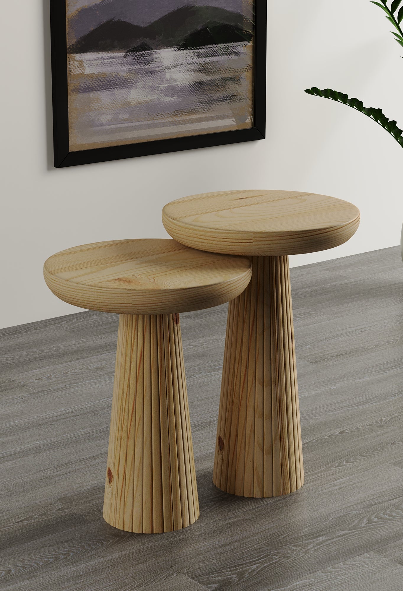 Ottawa Raw Mushroom Round Nested & Side Table