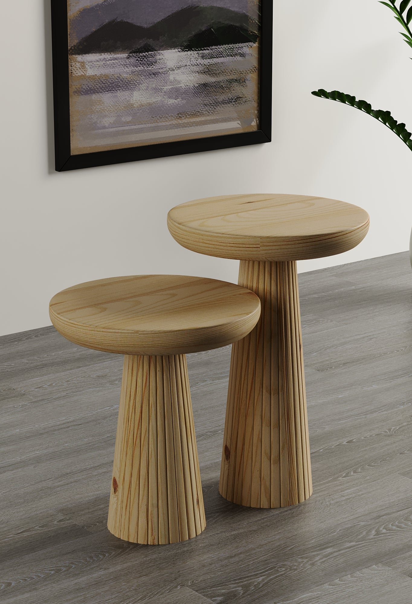 Ottawa Raw Mushroom Round Nested & Side Table