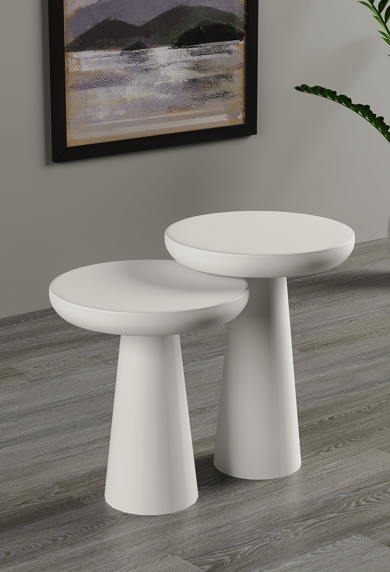 Vera White Mushroom Round Nested & Side Table