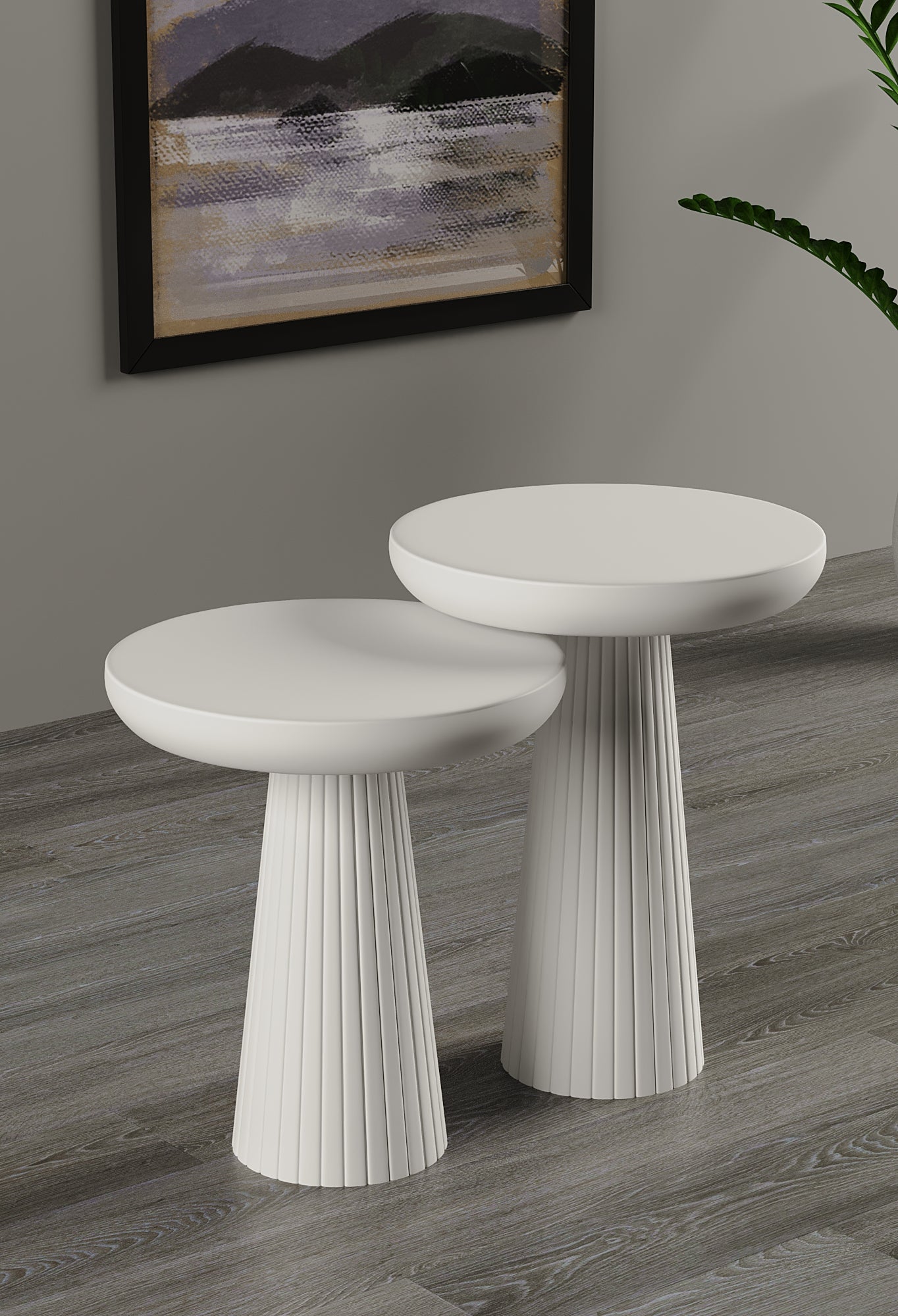 Ottawa White Mushroom Round Nested & Side Table