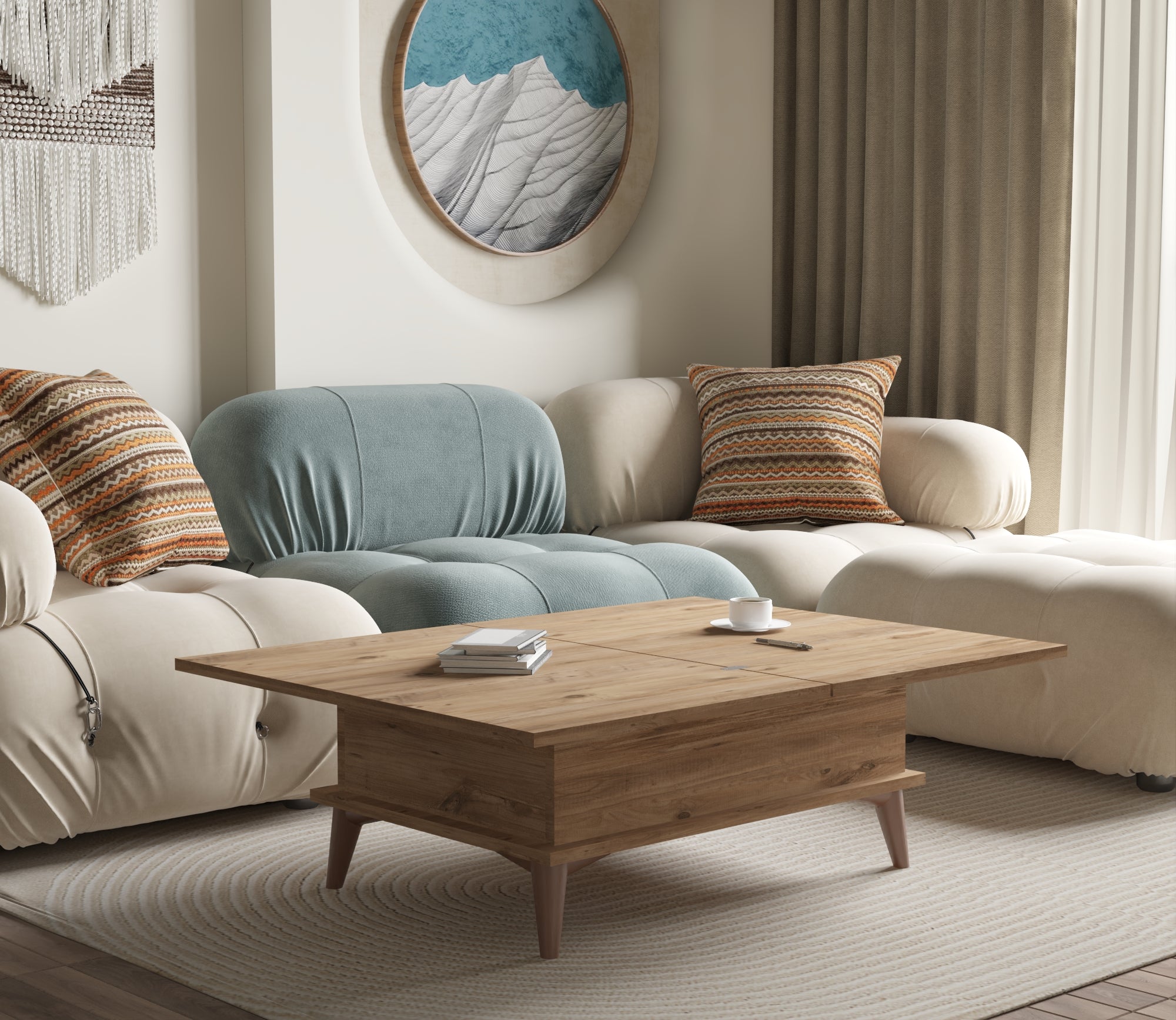 Magic Walnut Extendable Coffee & Dining Table 6 in 1