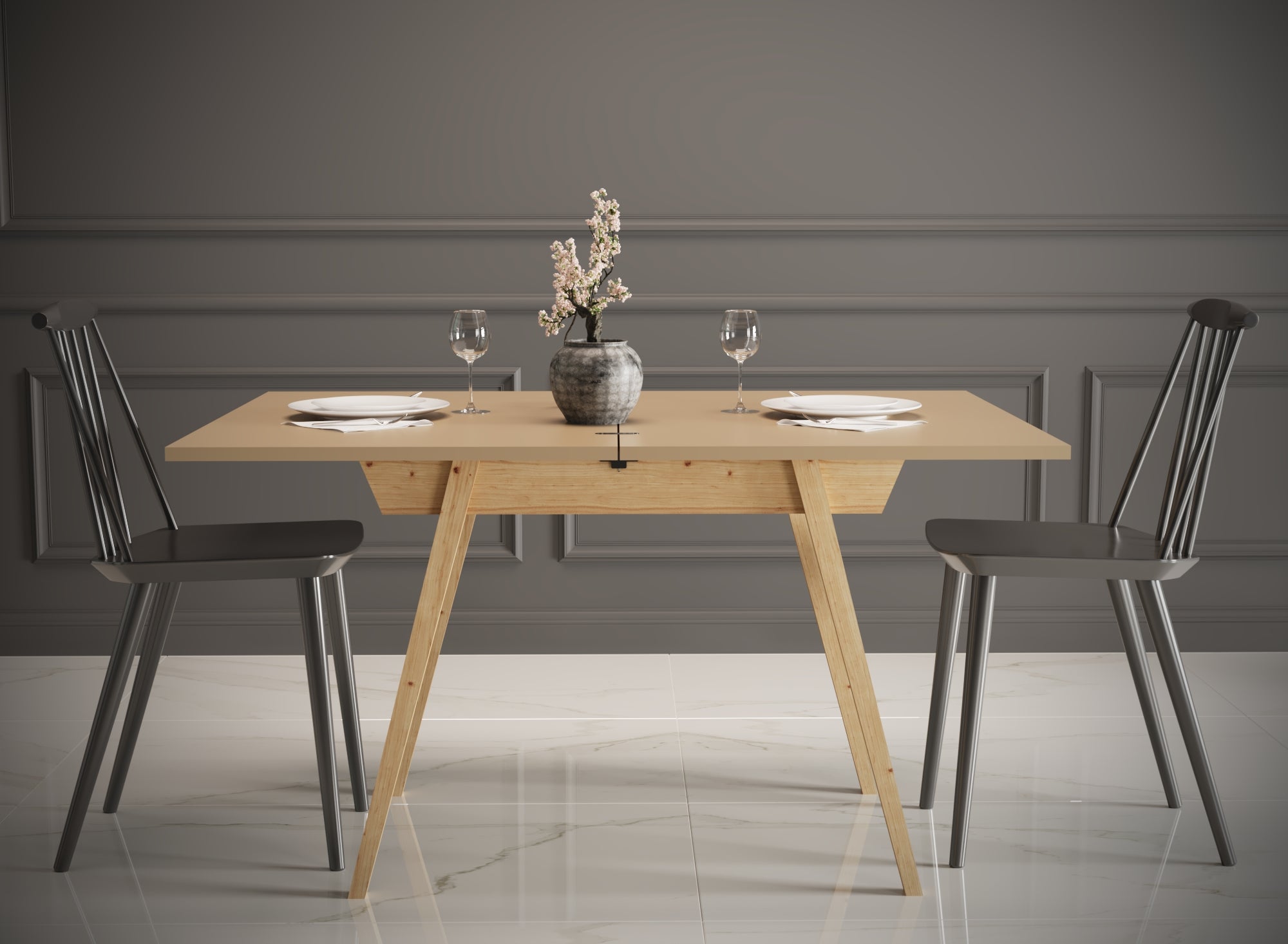 Ottara Creme Extendable Dining Table with Storage