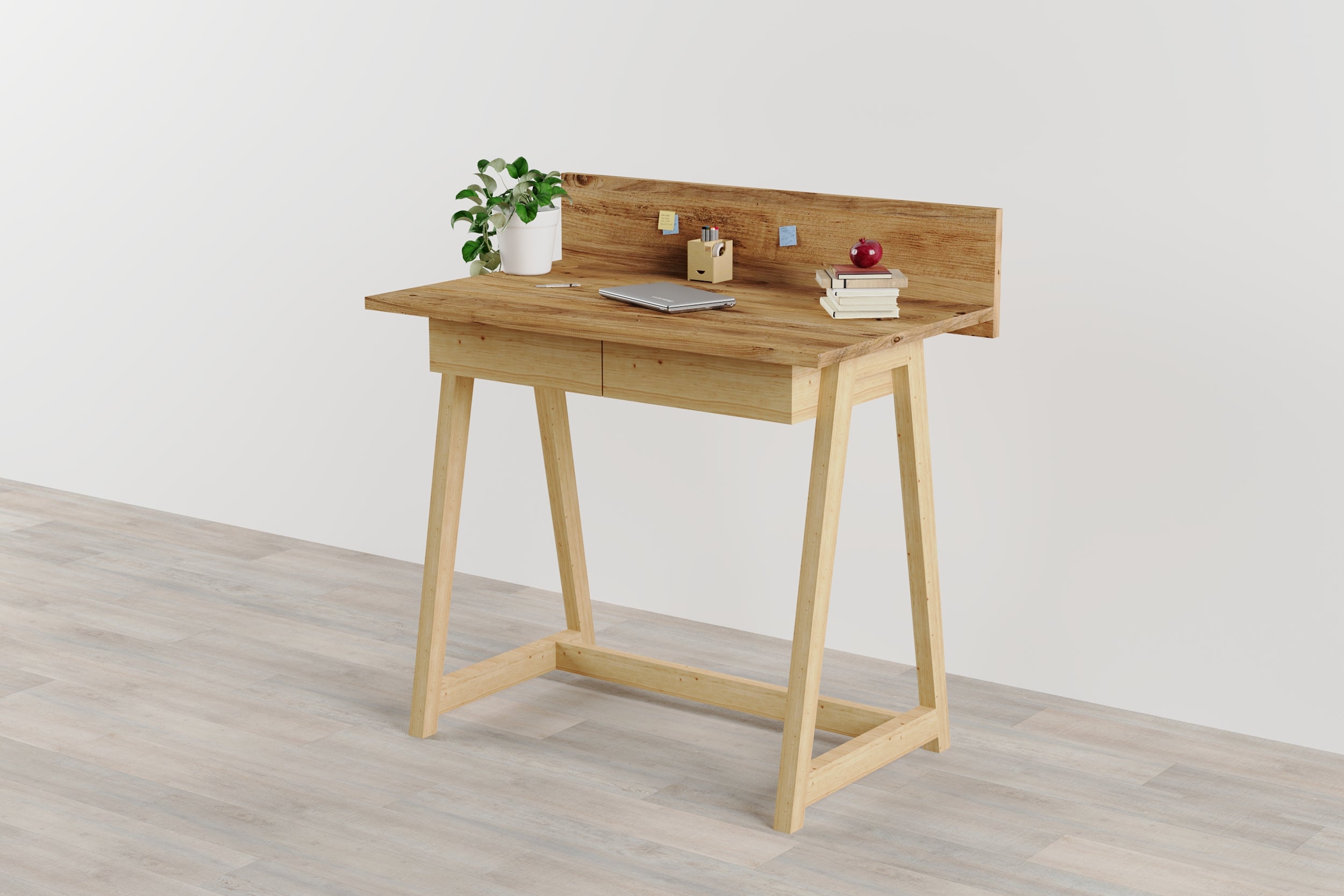 Memphis Walnut Wooden Writing Desk with 2 Drawers