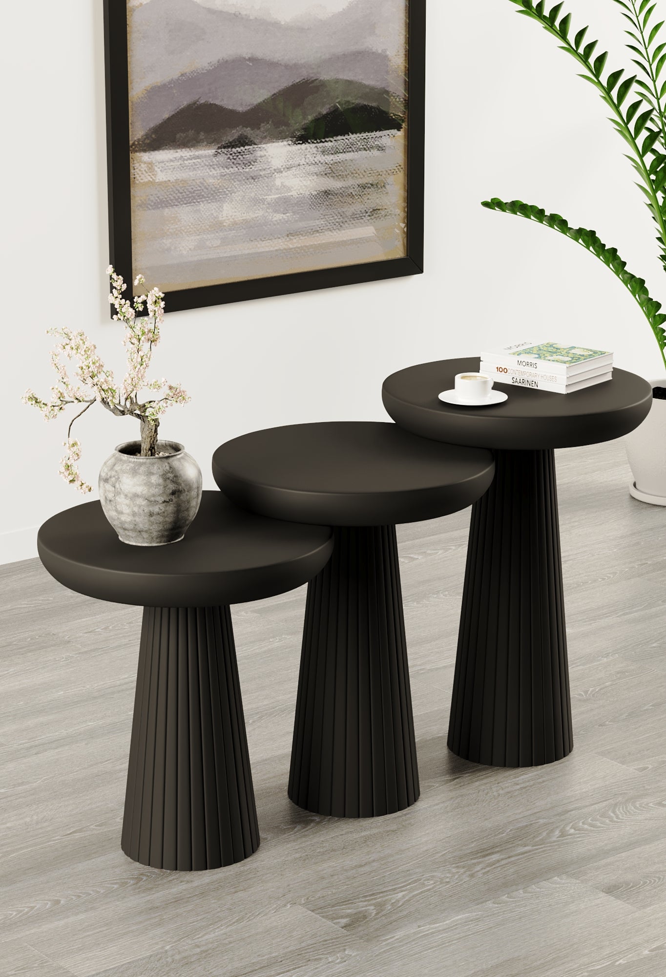 Ottawa Black Mushroom Round Nested & Side Table
