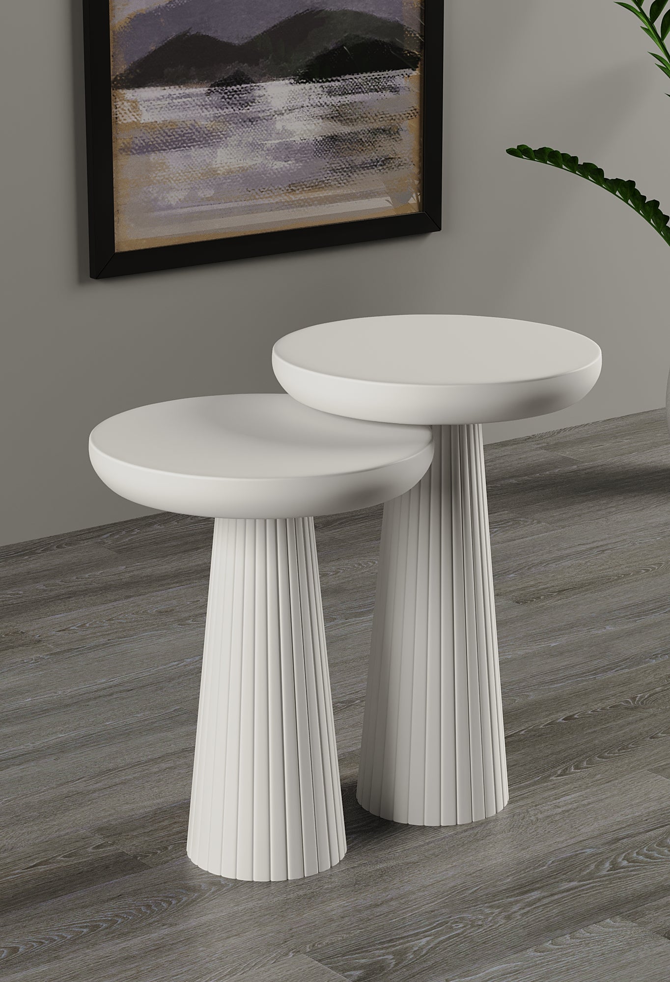 Ottawa White Mushroom Round Nested & Side Table