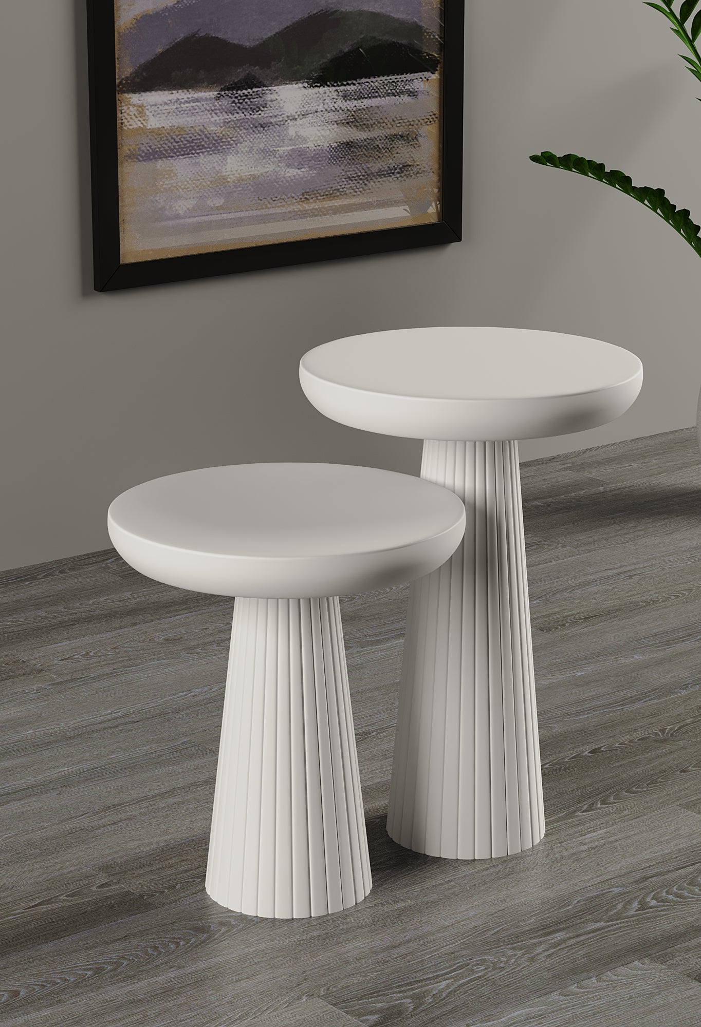 Ottawa White Mushroom Round Nested & Side Table