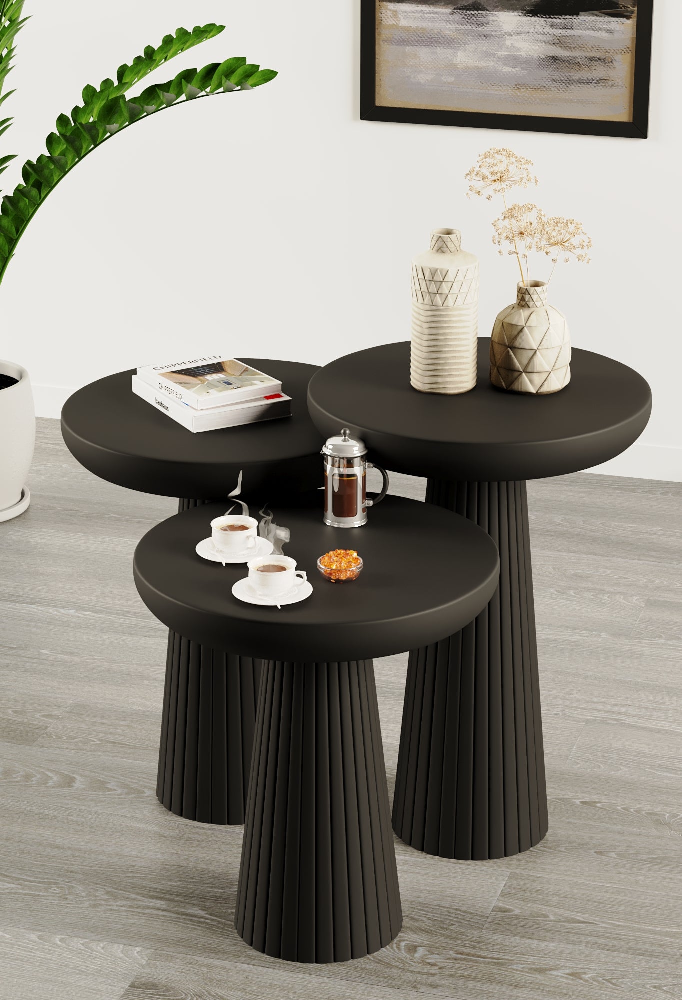Ottawa Black Mushroom Round Nested & Side Table