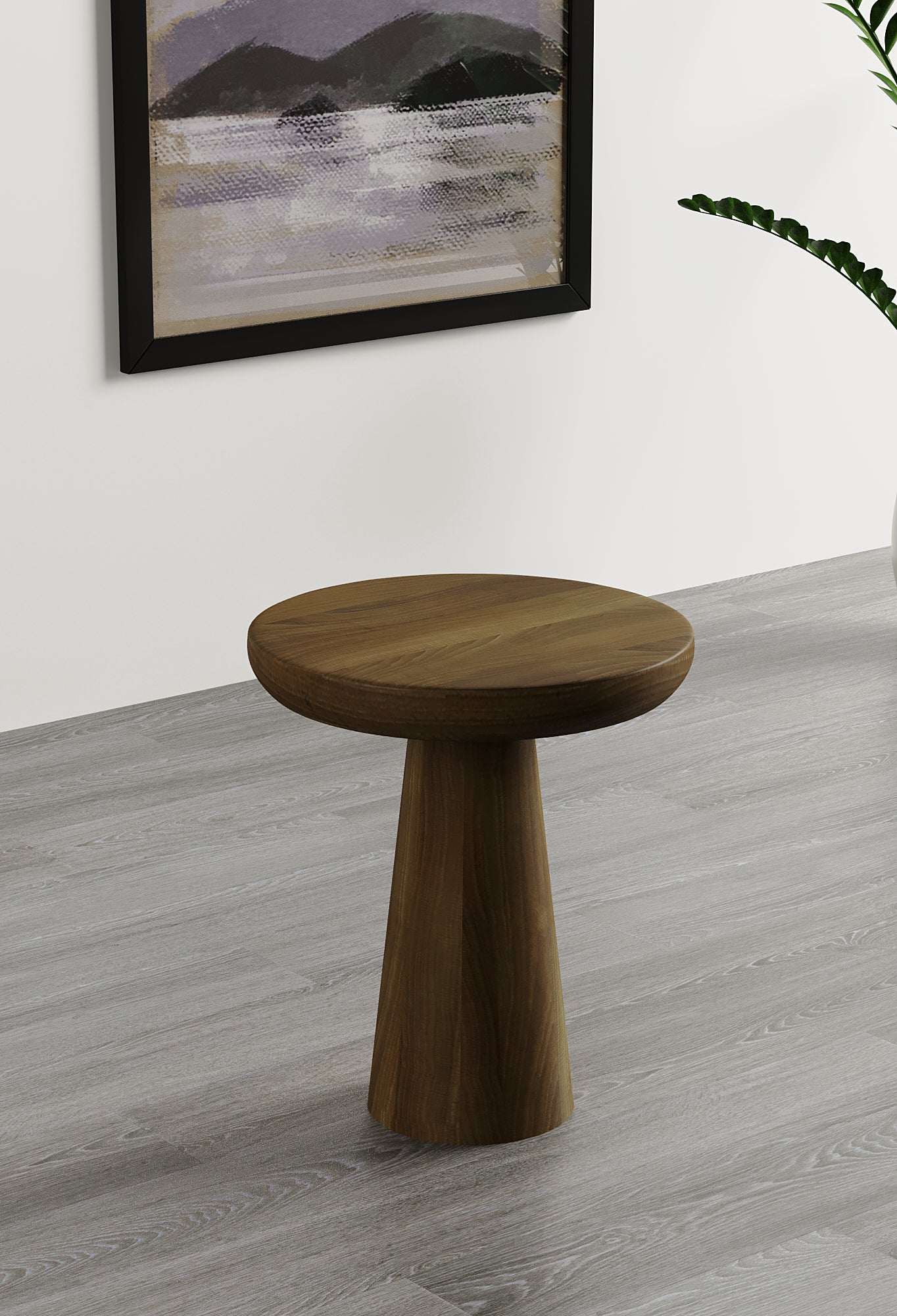 Vera Dark Walnut Mushroom Round Nested & Side Table