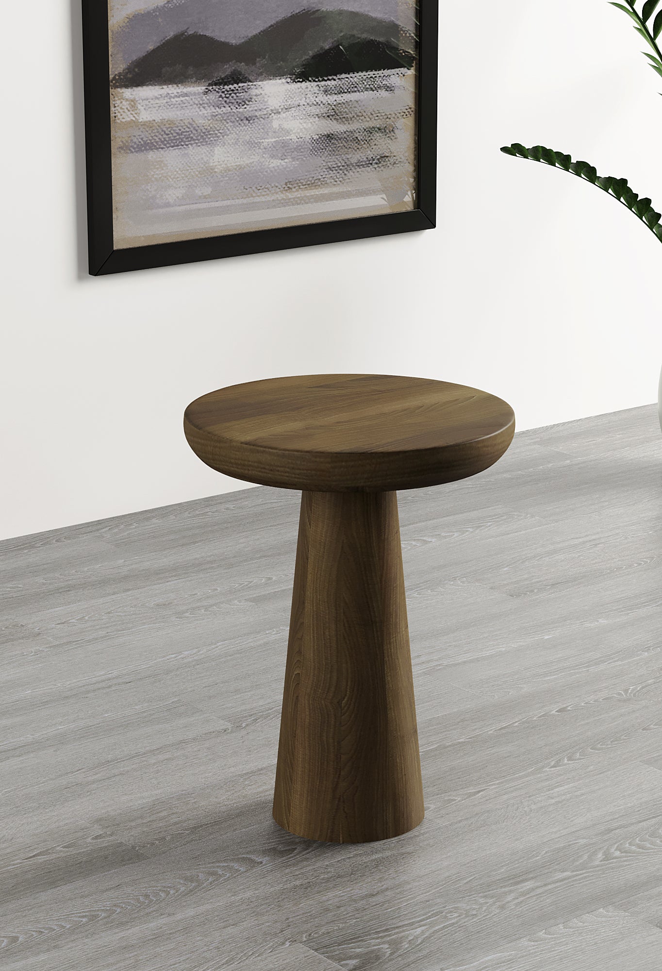 Vera Dark Walnut Mushroom Round Nested & Side Table