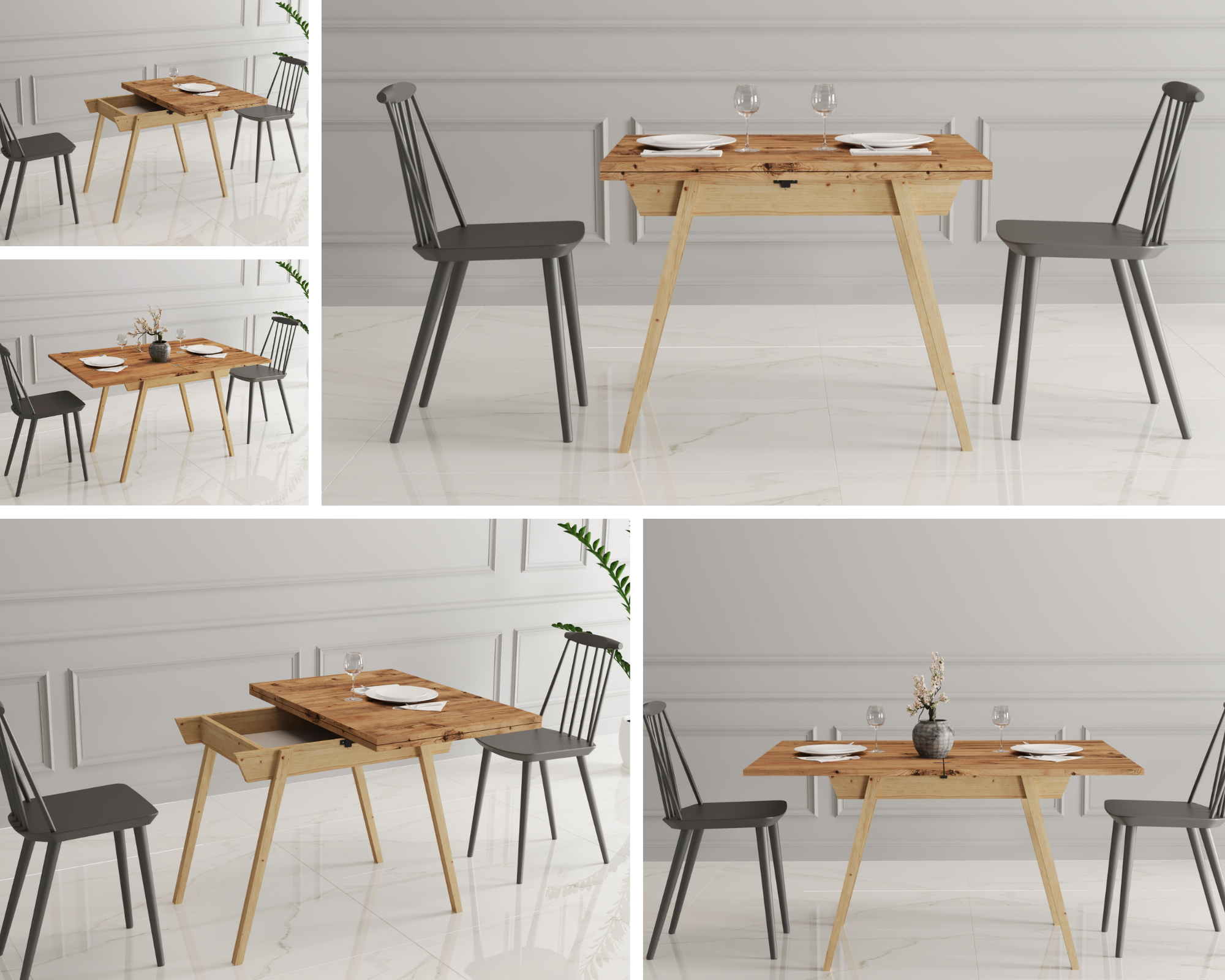Ottara Rustic Extendable Dining Table with Storage