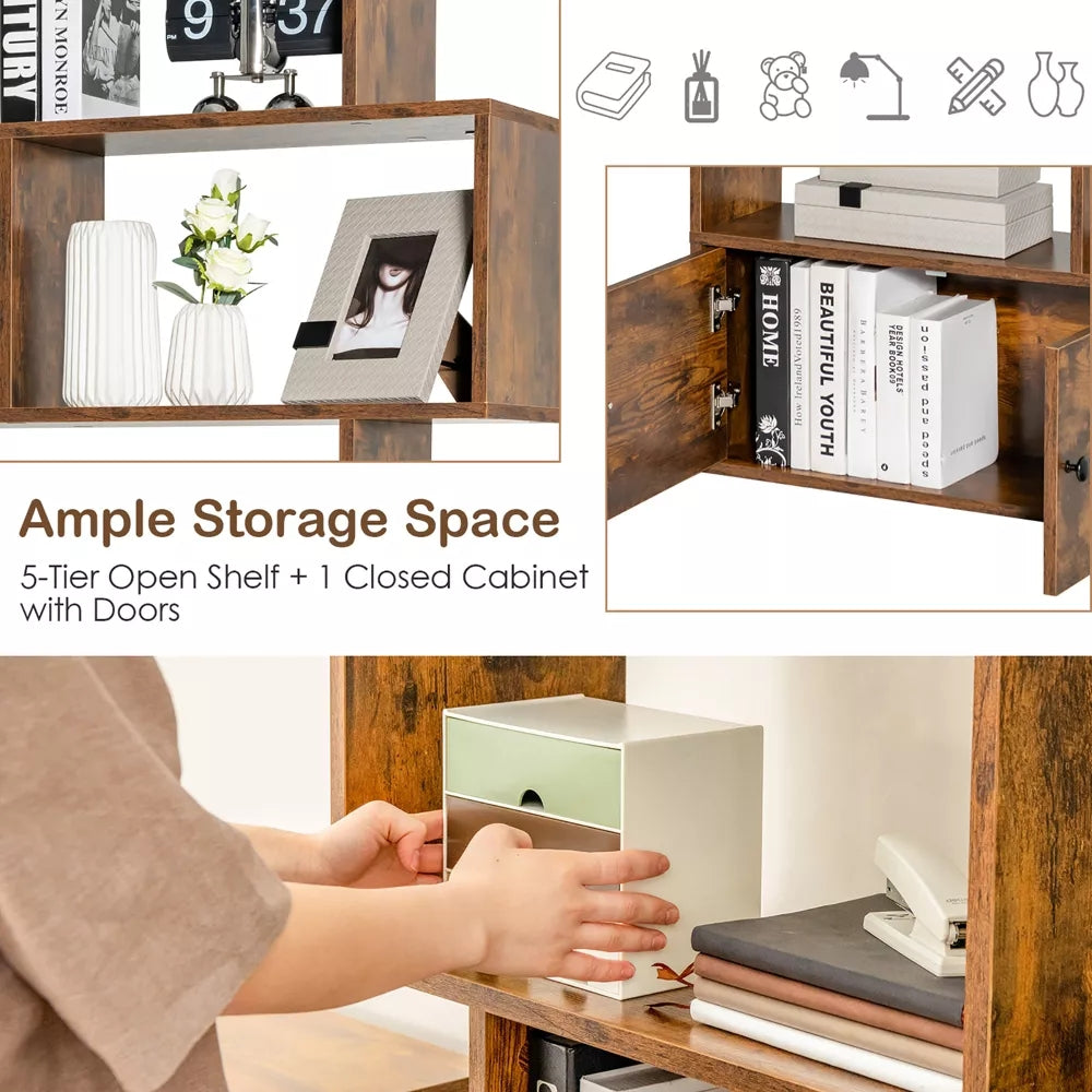 Magic 5 Tiers Industrial Design Bookcase with Storage