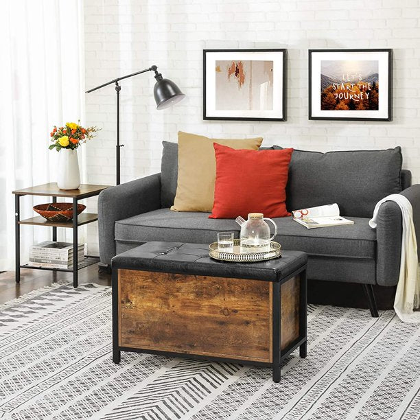 Montara Industrial Design Upholstered Footstool with Storage