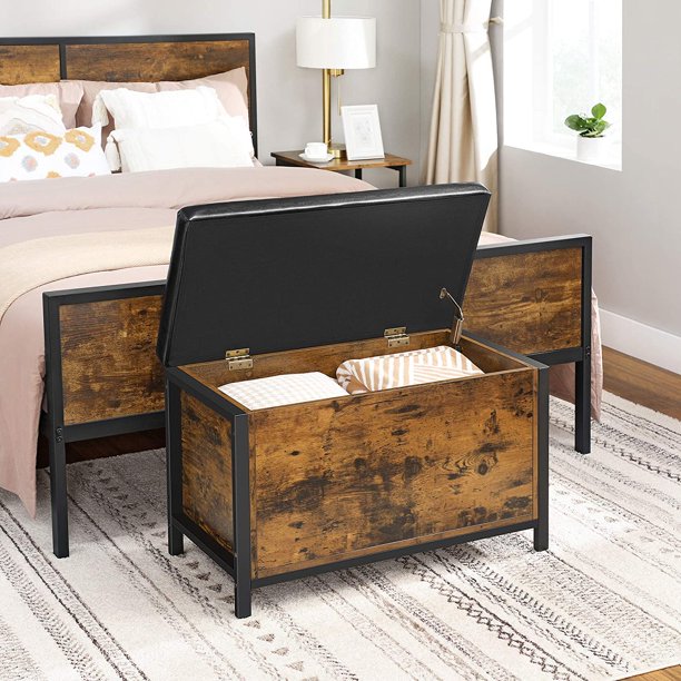 Montara Industrial Design Upholstered Footstool with Storage