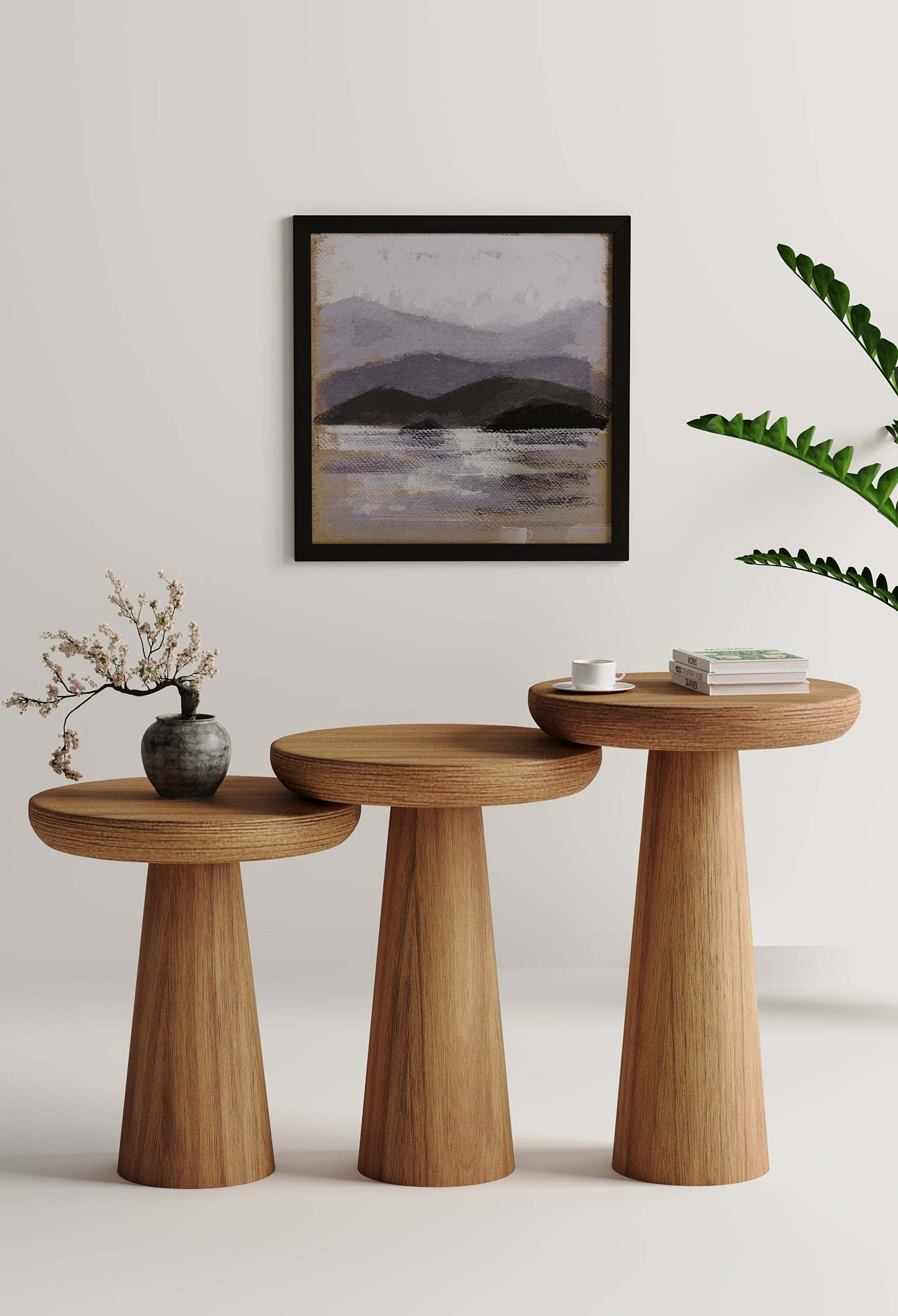 Vera Natural Mushroom Round Nested & Side Table