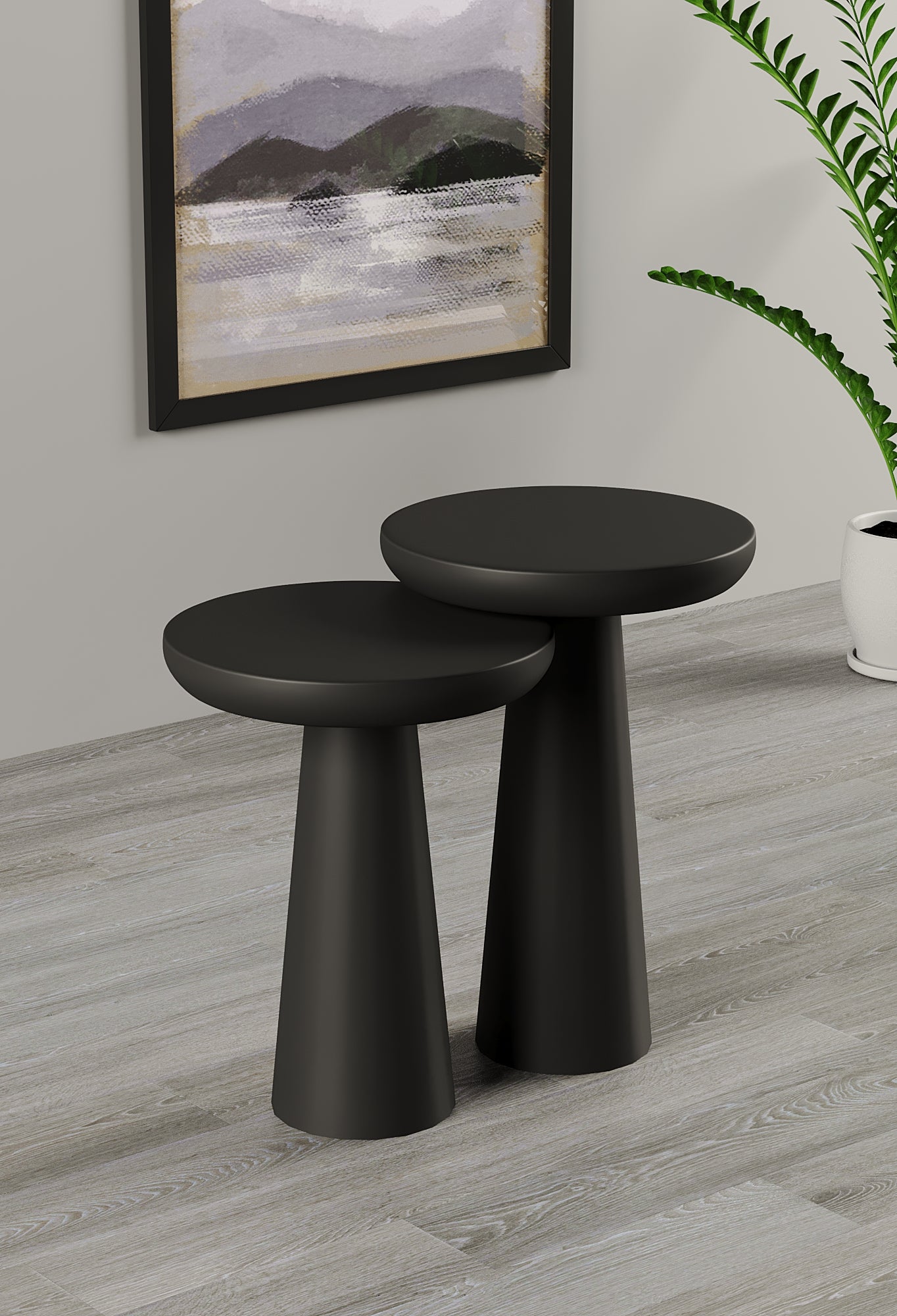 Vera Black Mushroom Round Nested & Side Table