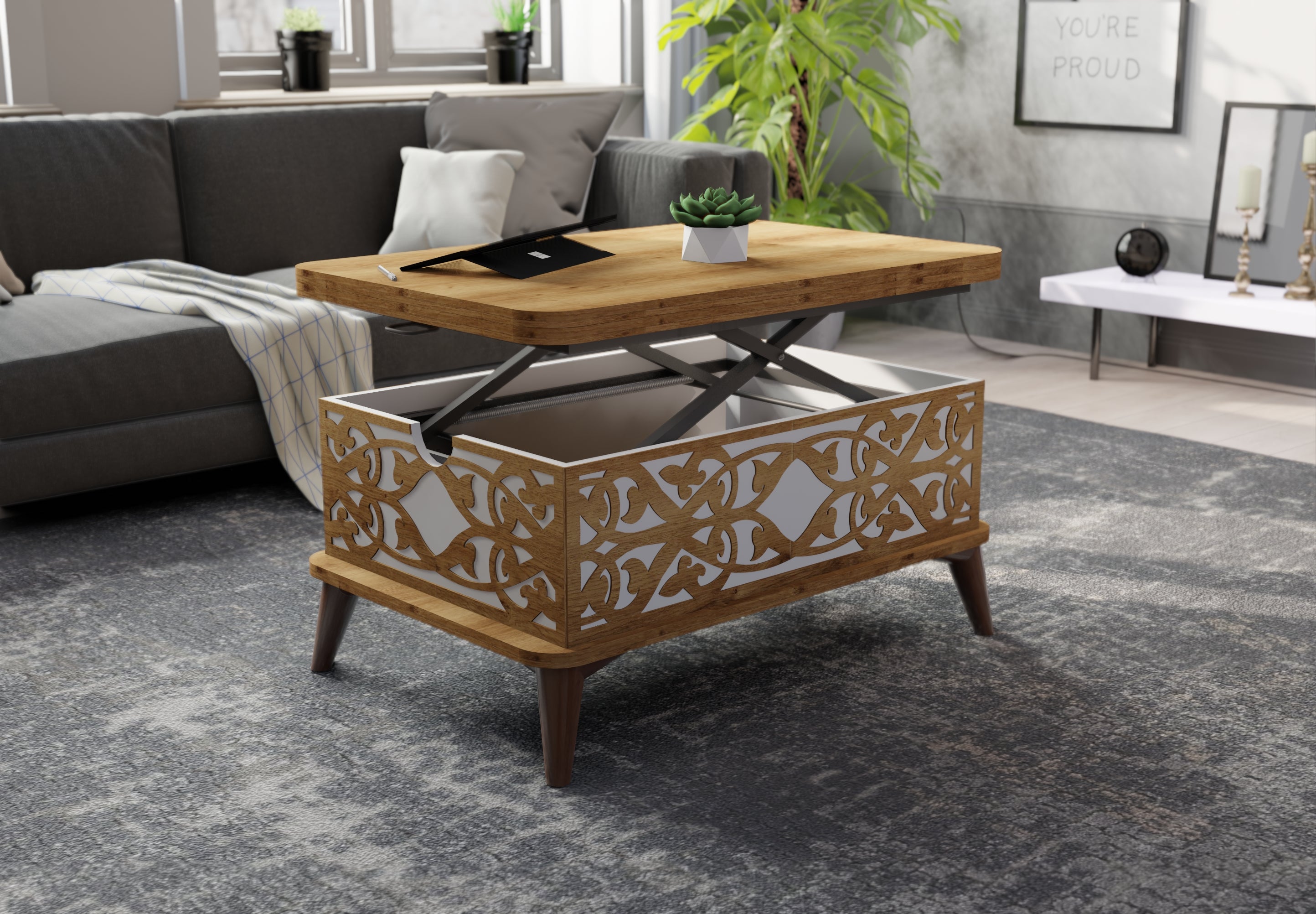 Magic Moroccan Extendable Coffee & Dining Table 6 in 1