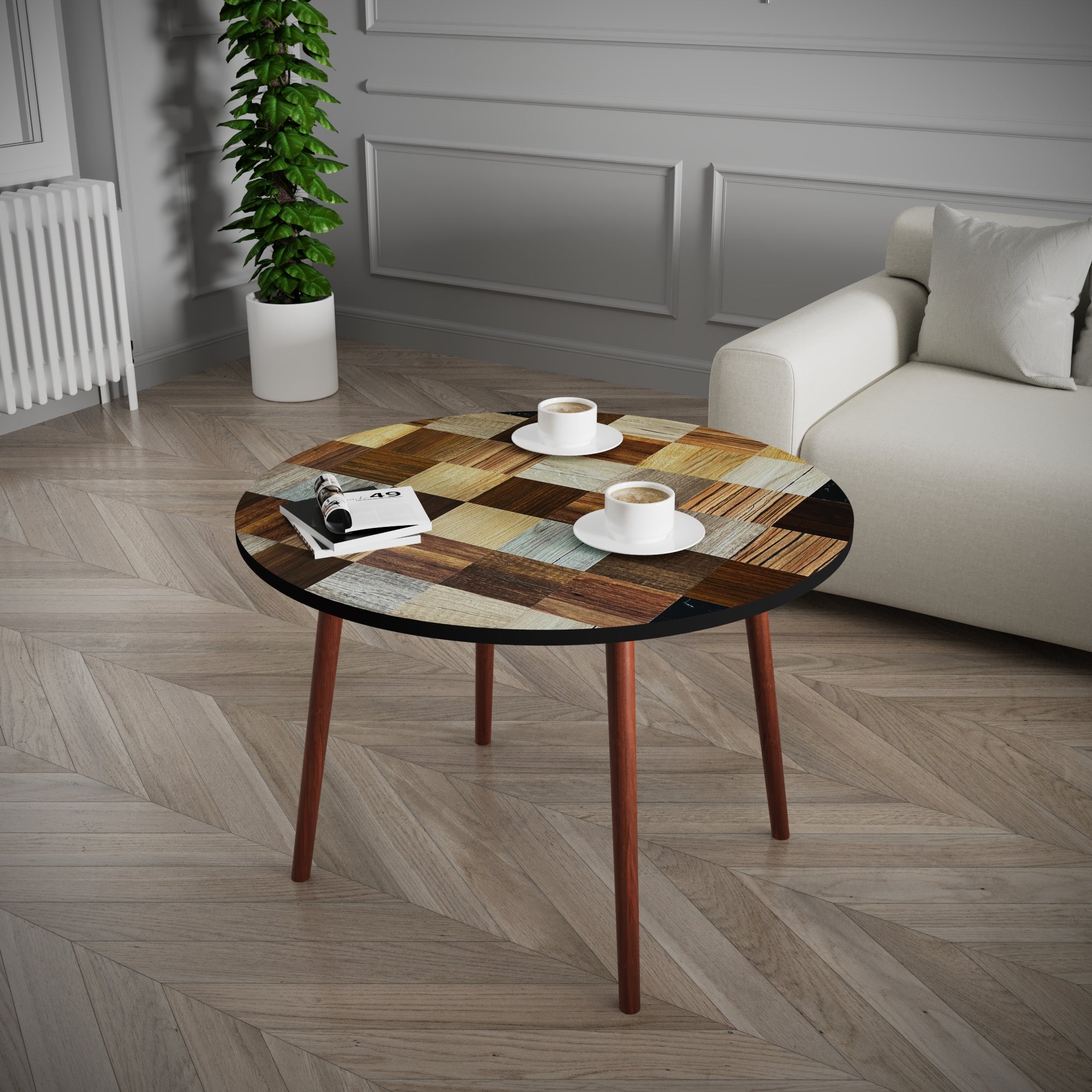 Puzzle Round Coffee Table with Different Colours