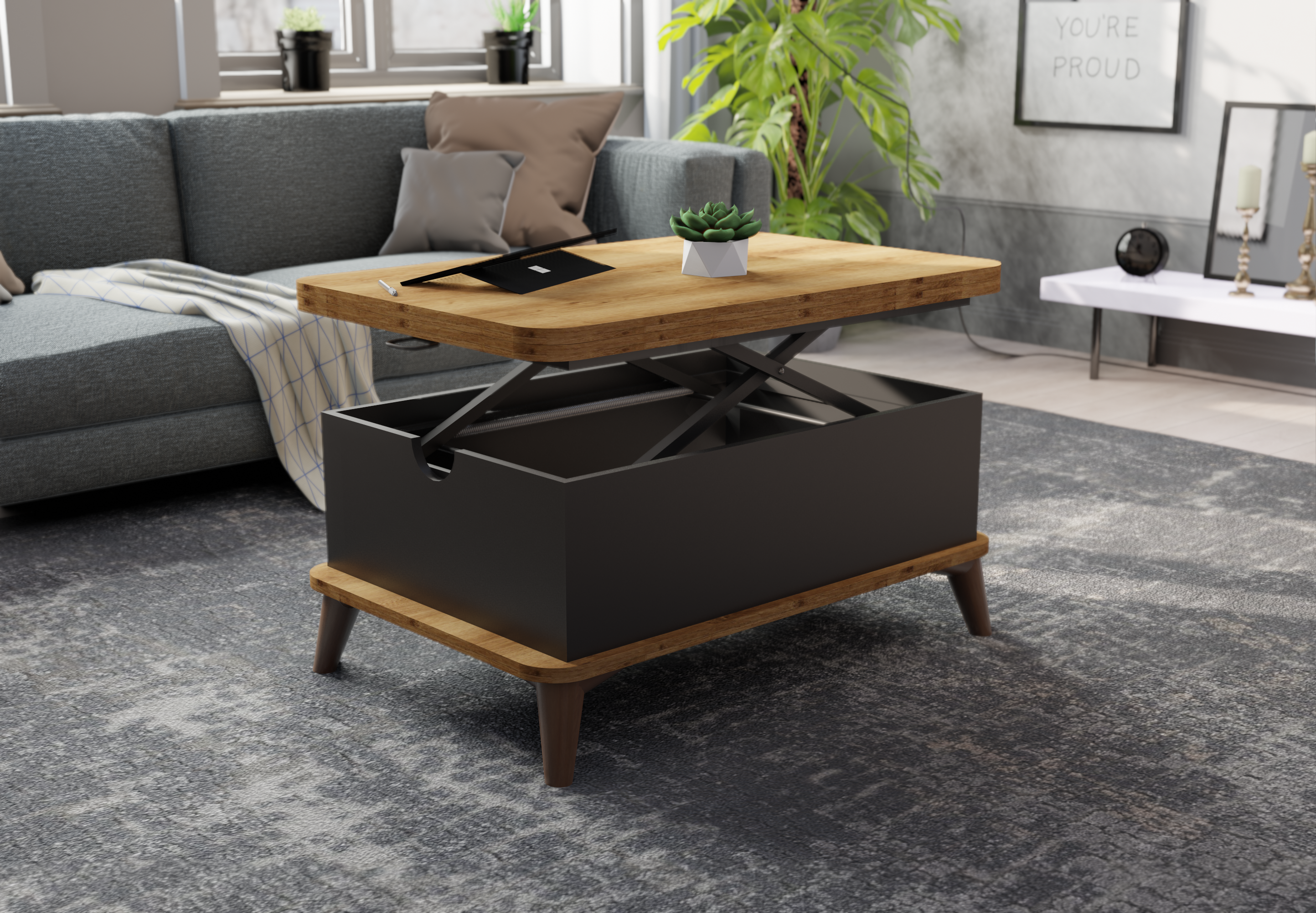 Magic Anthracite Extendable Coffee & Dining Table 6 in 1