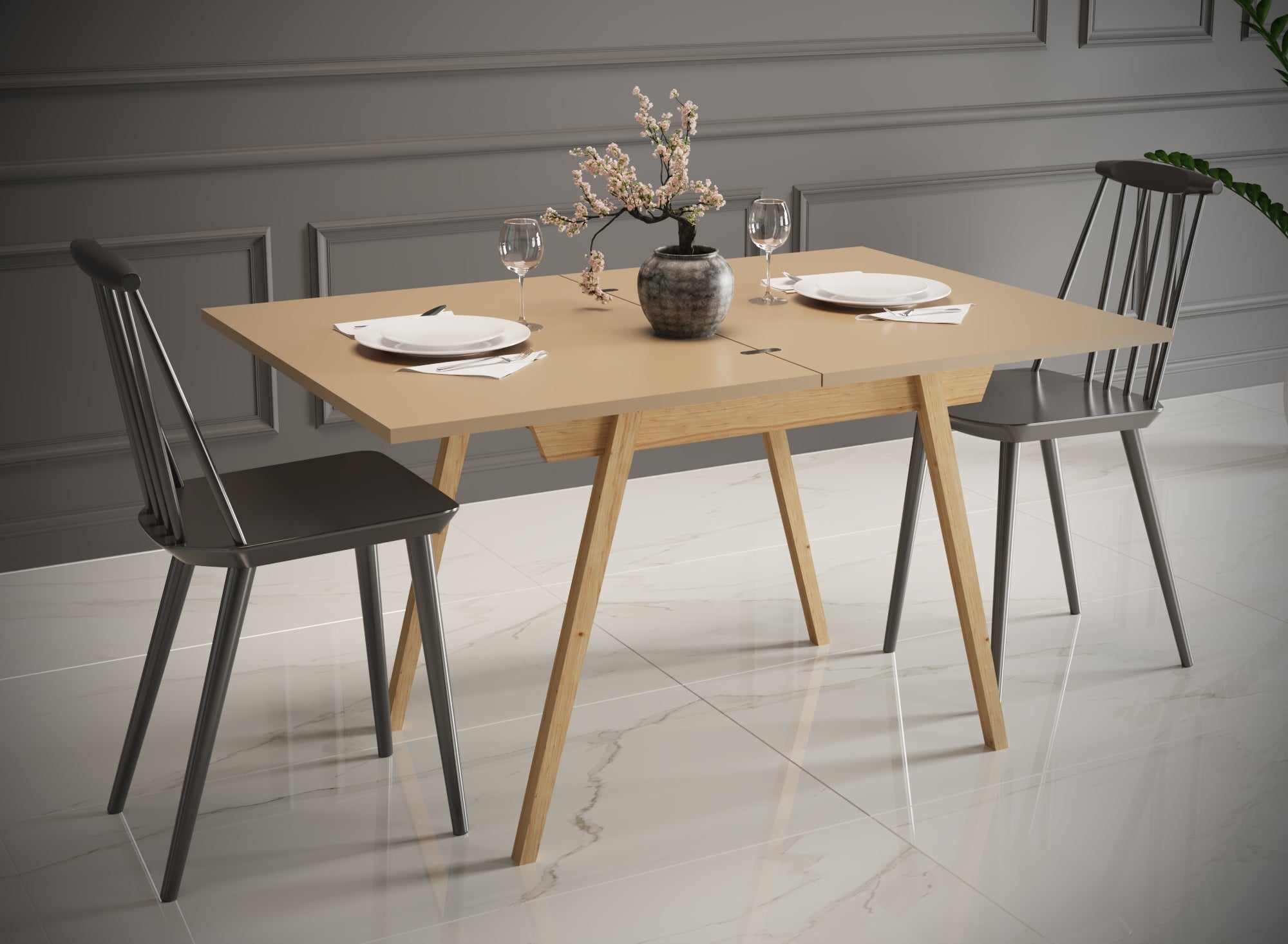 Ottara Creme Extendable Dining Table with Storage