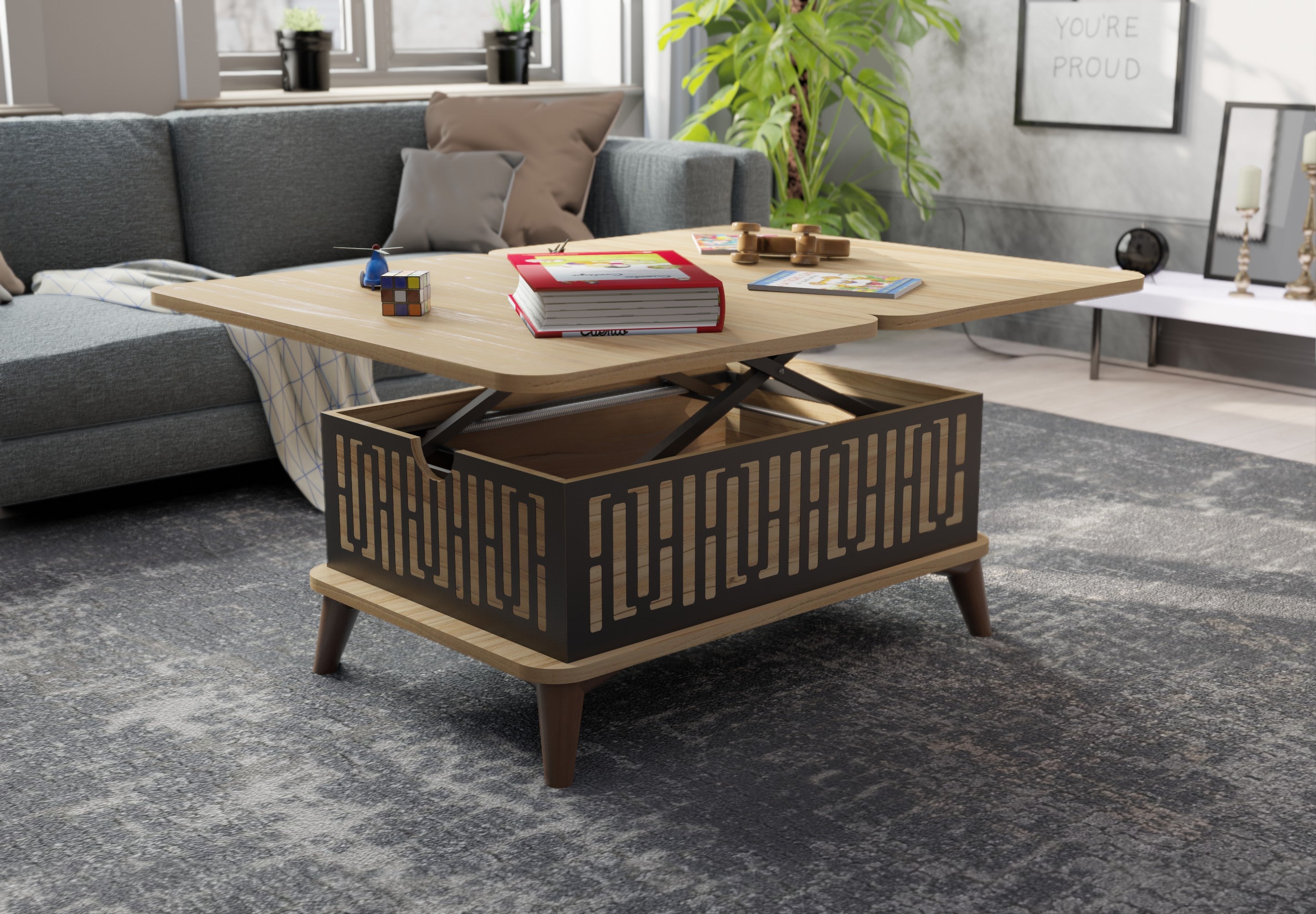 Magic Oak City Extendable Coffee & Dining Table 6 in 1