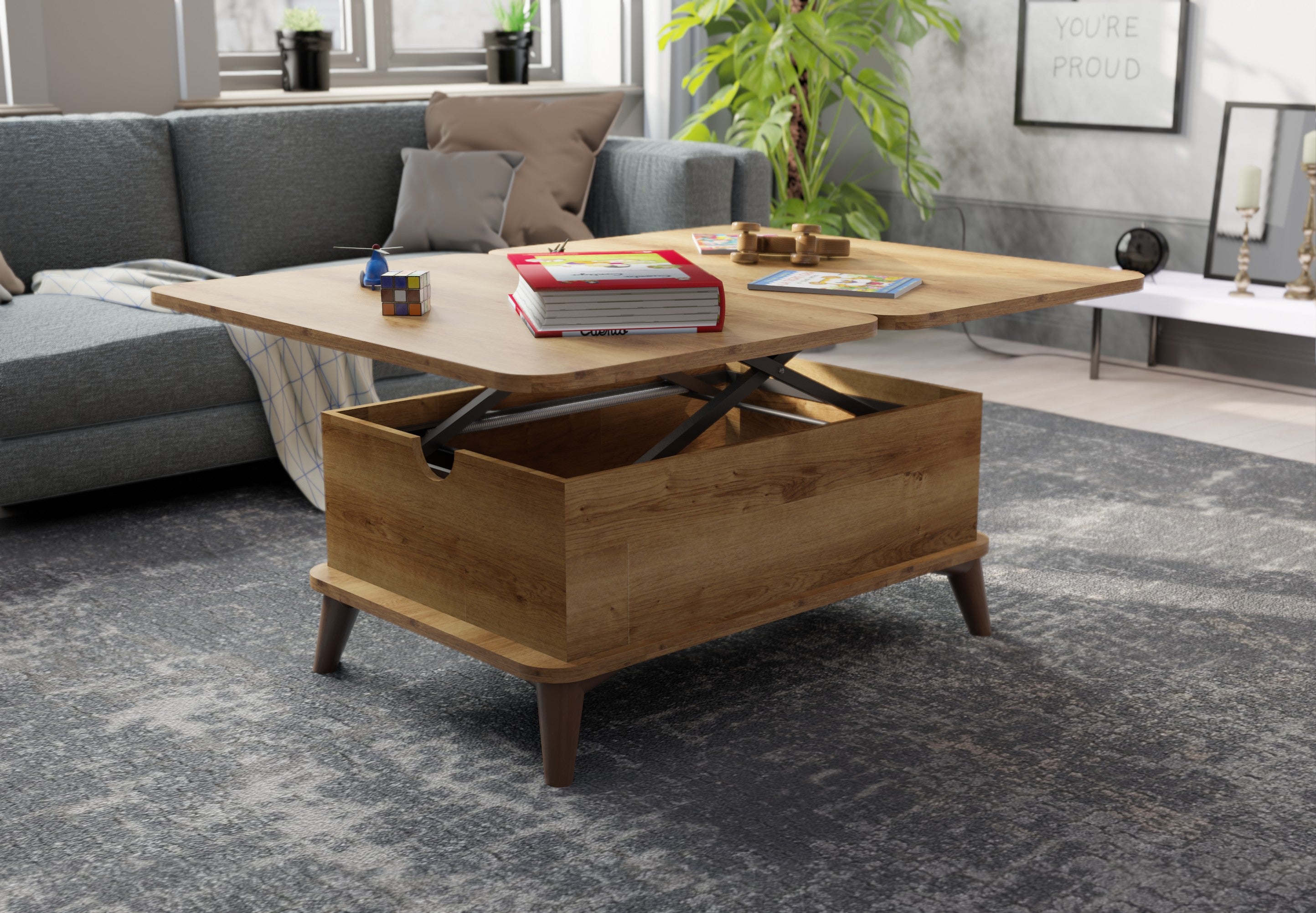 Magic Walnut Extendable Coffee & Dining Table 6 in 1