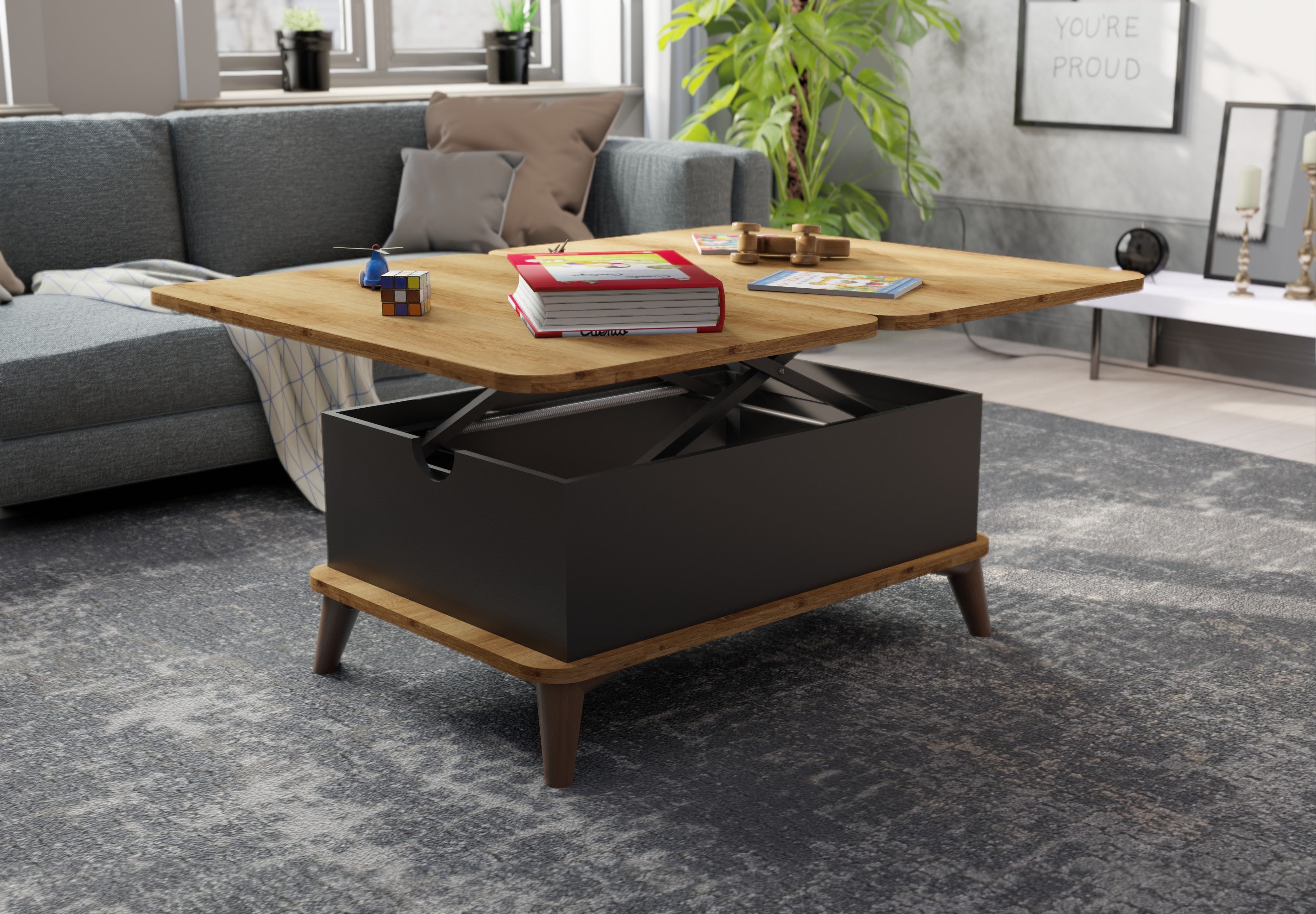 Magic Anthracite Extendable Coffee & Dining Table 6 in 1