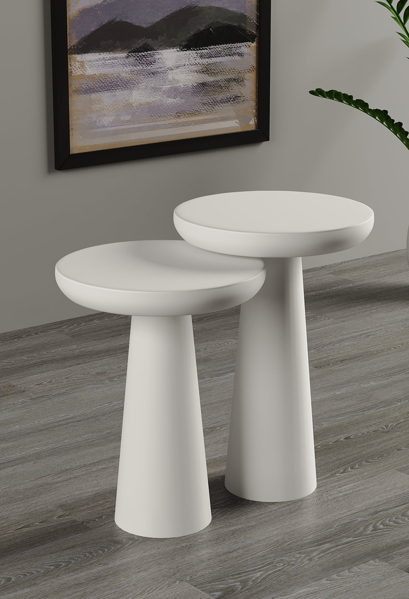 Vera White Mushroom Round Nested & Side Table