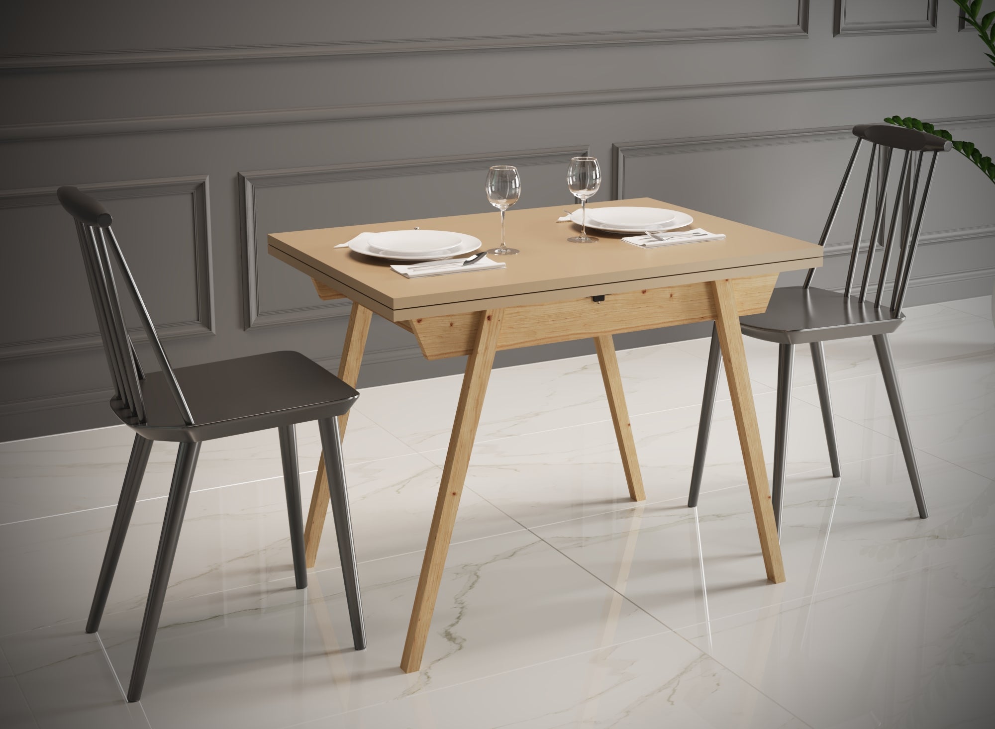 Ottara Creme Extendable Dining Table with Storage