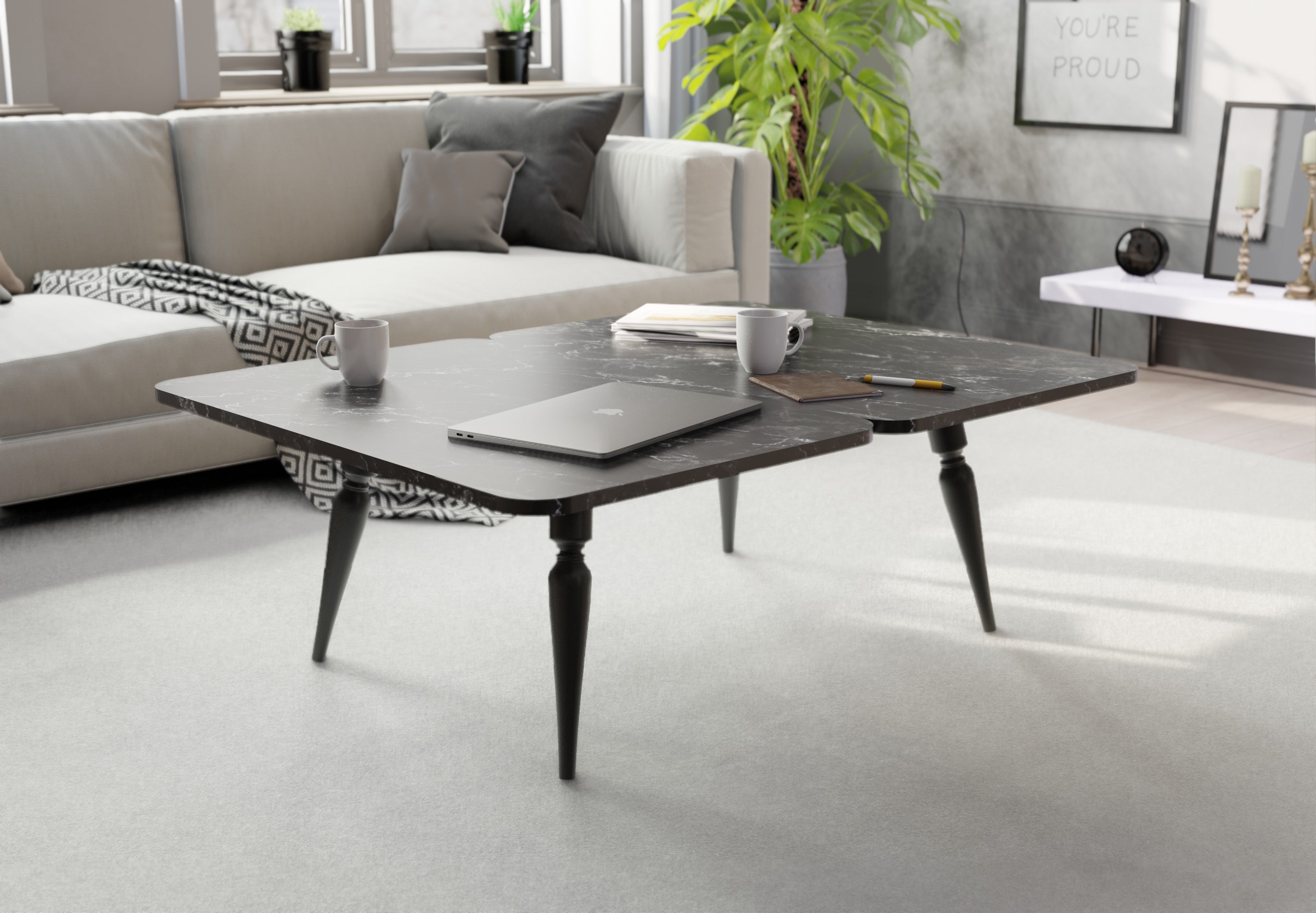 Magic Marble Exclusive Extendable Coffee & Dining Table 6 in 1